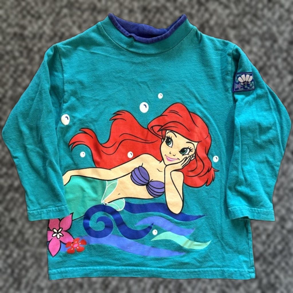 Disney VINTAGE Disney The Little Mermaid Long Sleeve Shirt 7-8 Girls Teal Cotton Blend 1990s Disney Promo Sportswear/Beach Womens? Size US M / EU 48-50 / 2 - 1 Thumbnail