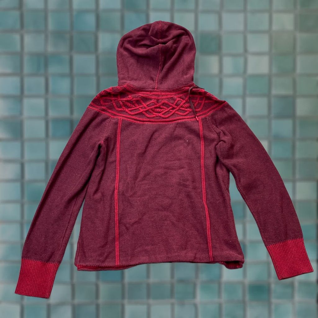 Eddie Bauer VINTAGE Eddie Bauer Sweater Womens XL Red Fair Isle Hooded Tight Knit Pullover Raglan Sleeve Knit Wool Blend Top Womens Size XL / US 12-14 / IT 48-50 - 1 Thumbnail