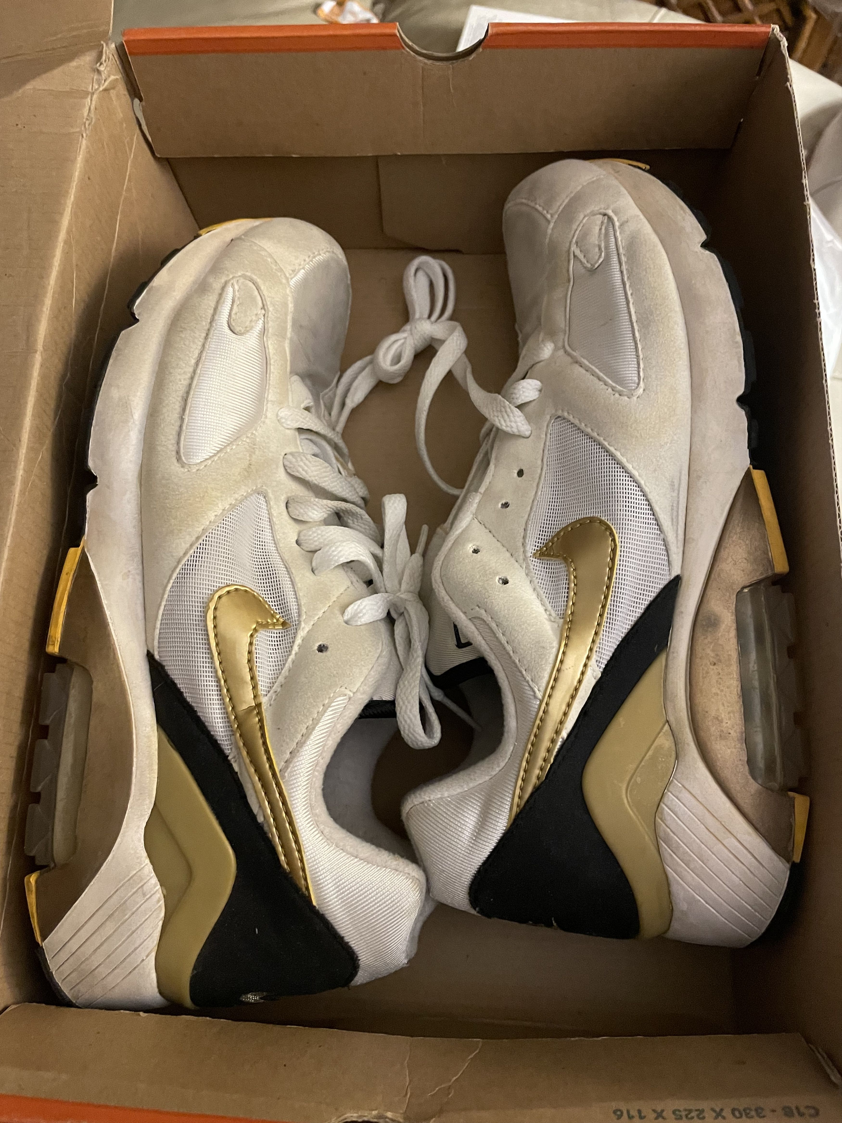 Nike AIR MAX 180 White Black Gold Size US 9.5 / EU 42-43 - 7 Thumbnail