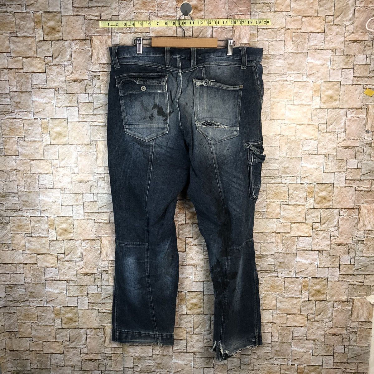 Japanese Brand Japanese Brand Blue Cargo Distressed Denim Pants #A1001 Size US 37 - 14 Thumbnail