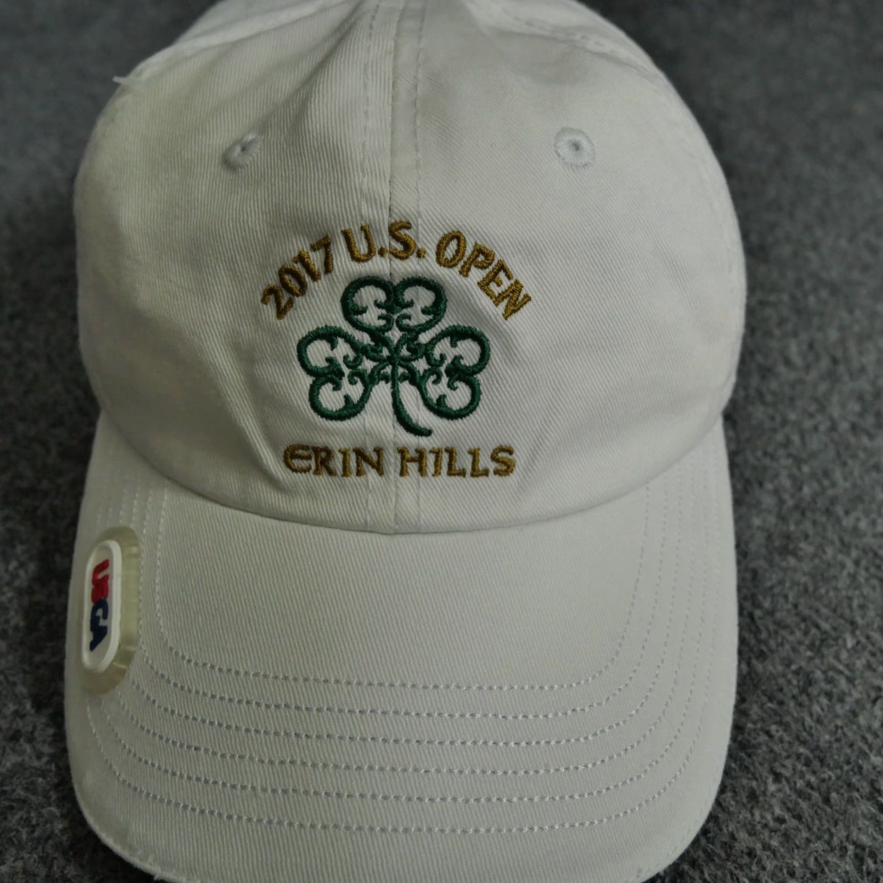 Vintage VINTAGE 2017 US Open Hat White Strap Back Adult Erin Hills Golf USGA Snapback Adjustable White Mens Size ONE SIZE - 2 Thumbnail