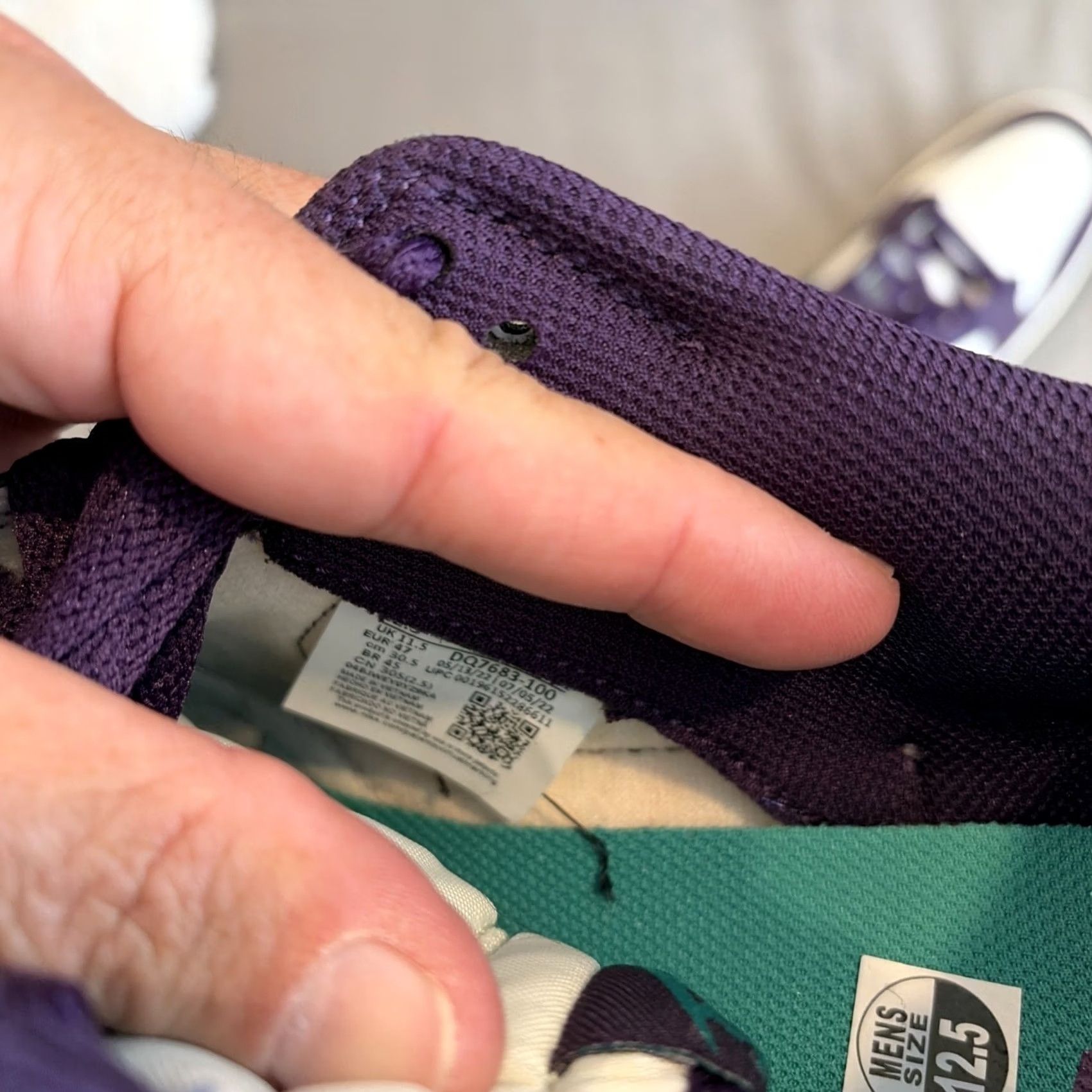 Nike Nike Dunk Low Chenille Swoosh Grand Purple - Size 12.5 Men's Sneaker White Leather 2022 DQ7683-100 Size US 13 / EU 46 - 7 Thumbnail