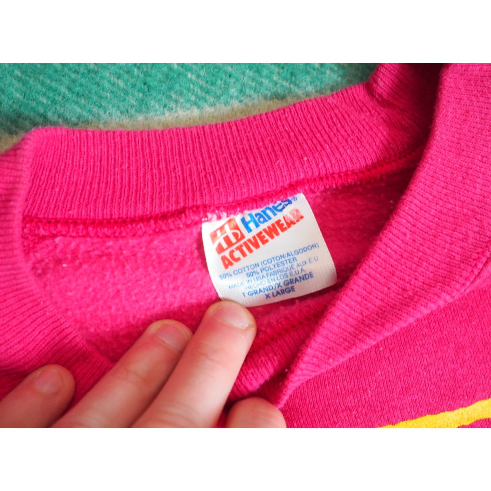 Hanes **VTG 90s Hanes Pink Flower Floral Art USA Pullover Sweatshirt XL** User: VTG 90s Hanes Pink Flower Floral Art USA Pullover Sweatshirt XL Size XL / US 12-14 / IT 48-50 - 5 Thumbnail