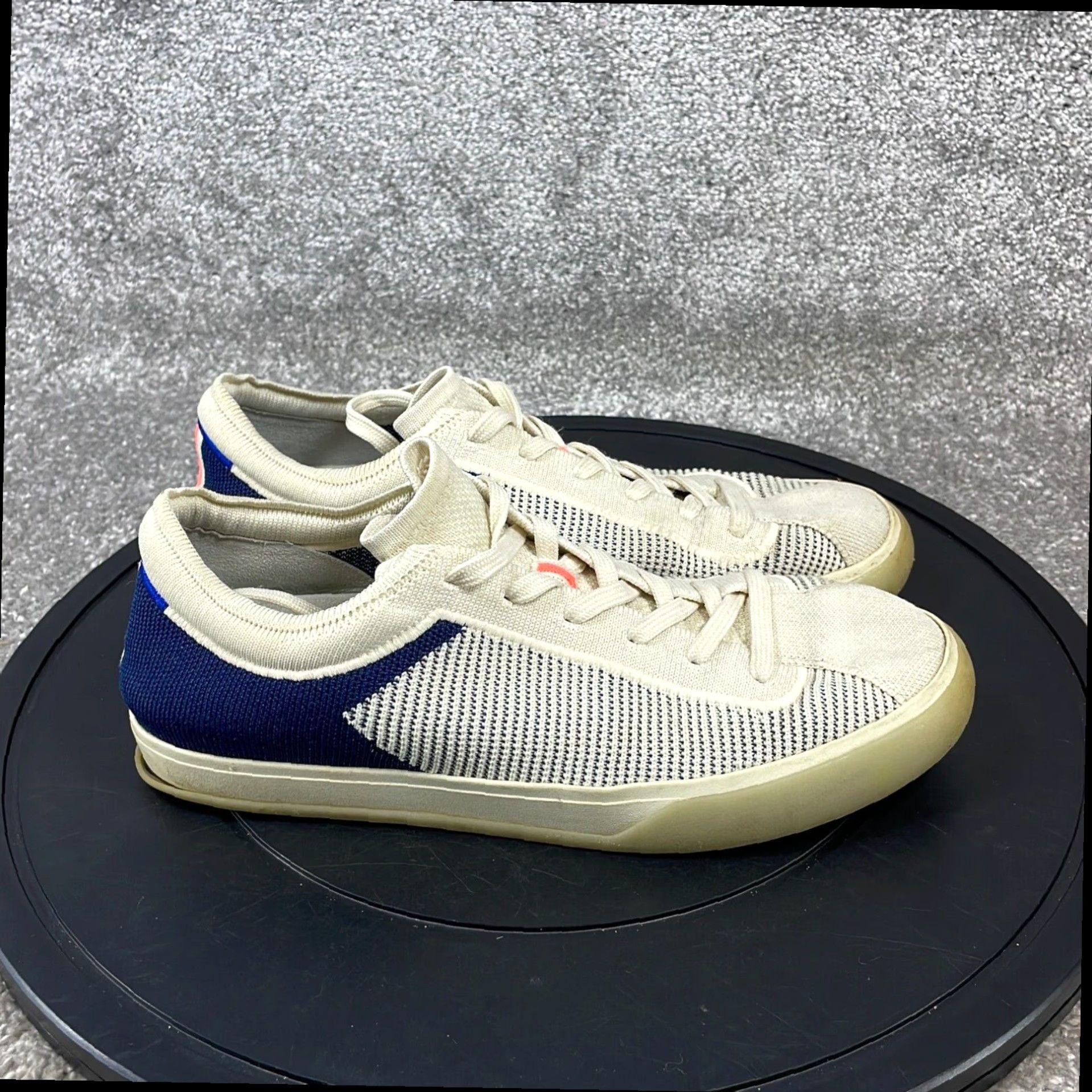 Rothy's Womens Size Extra Large Sneaker Beige Blue Mesh