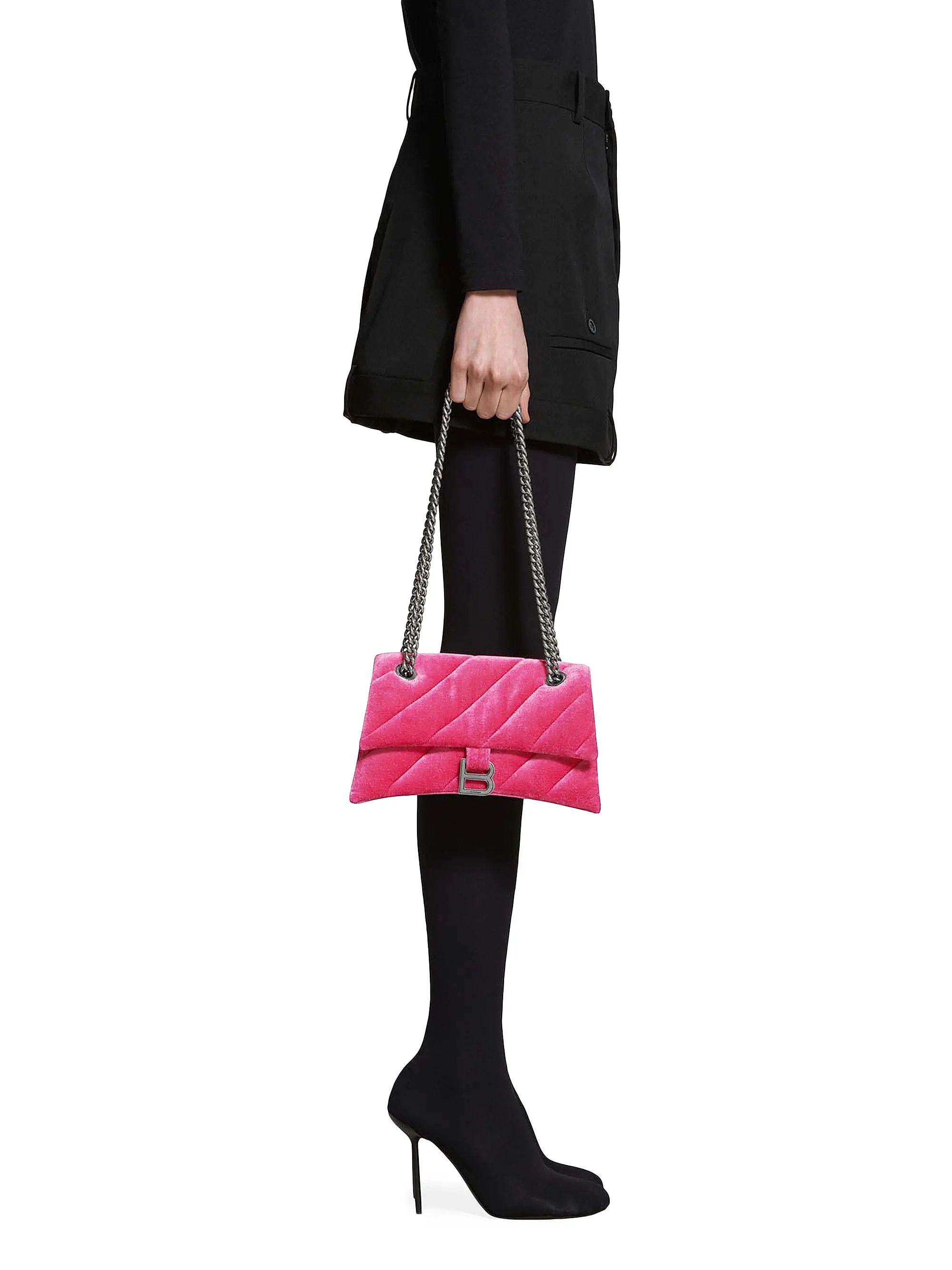 Balenciaga oc11z1125 Size: OS / Crush Small Chain Bag Quilted Velvet Size ONE SIZE - 2 Thumbnail