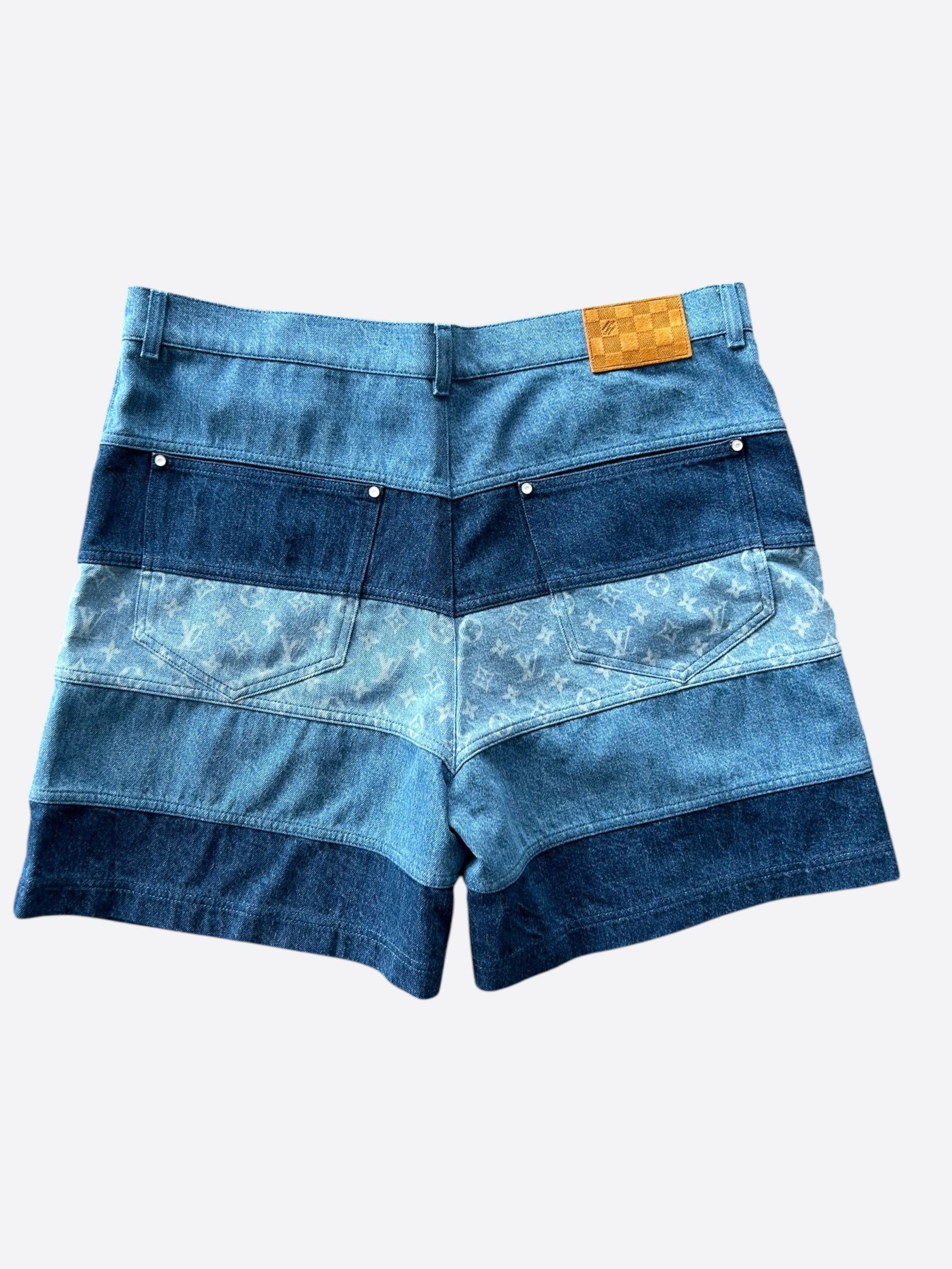 Louis Vuitton Louis Vuitton Blue Monogram Patchwork Denim Shorts Size US 40 / EU 56 - 2 Thumbnail