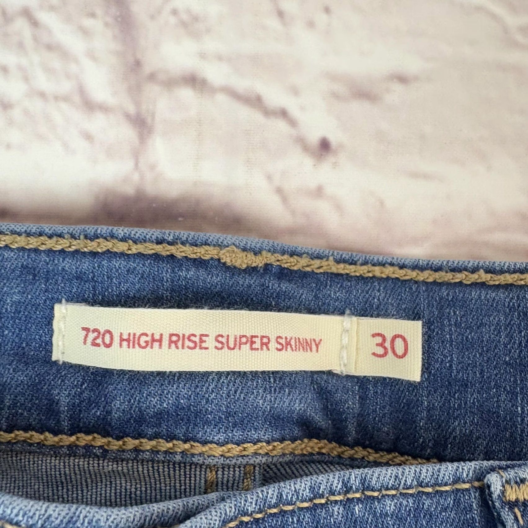Levi's Levi's 720 High Rise Super Skinny Jeans Womens 30 Blue Denim Distressed Ankle Jeans 5-Pocket Design Slim Zip Fly Womens Size 30" / US 8 / IT 44 - 6 Thumbnail