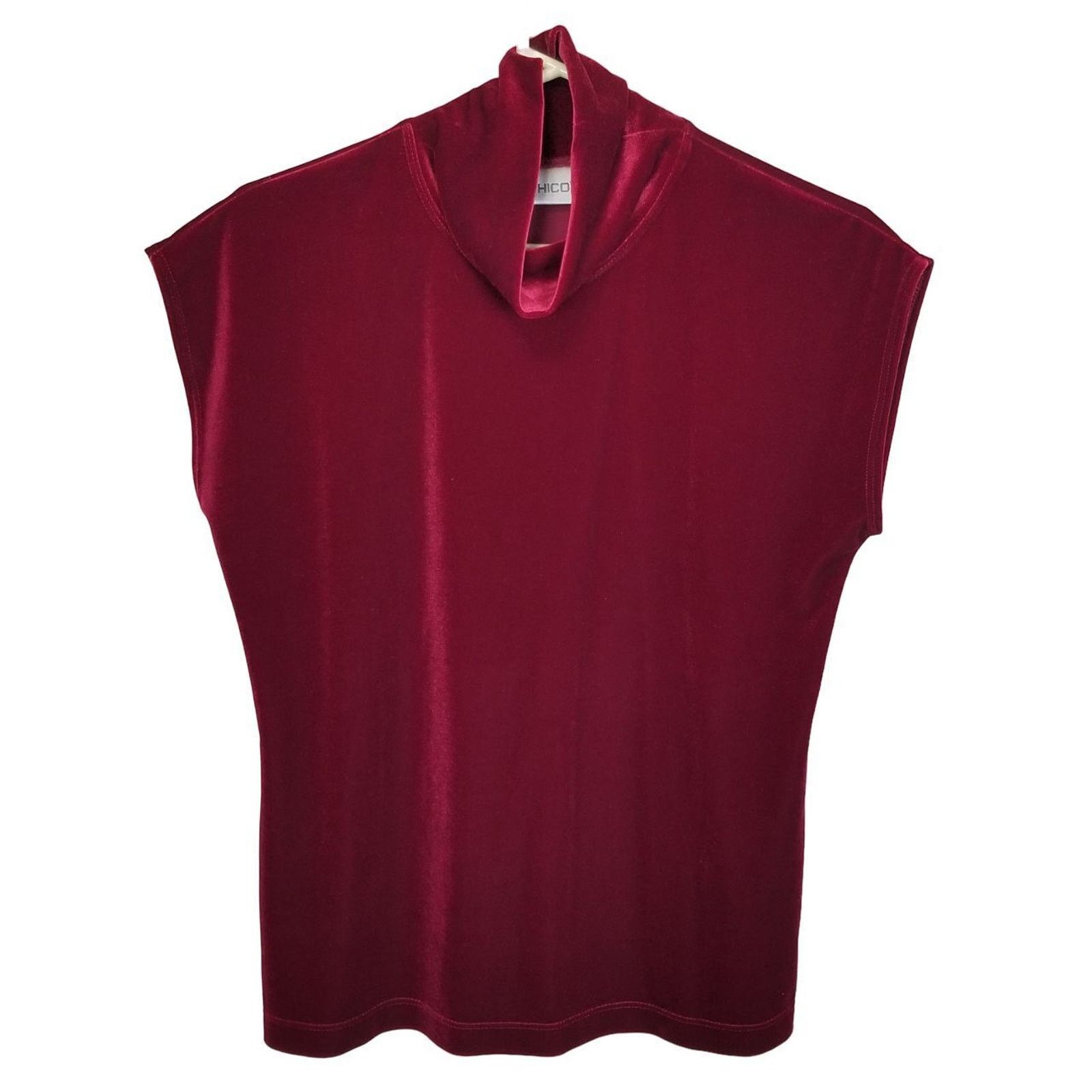 Chicos Chicos Aspen Red Velvet Mock Neck Top Holiday Party Xmas Size M / US 6-8 / IT 42-44 - 1 Thumbnail