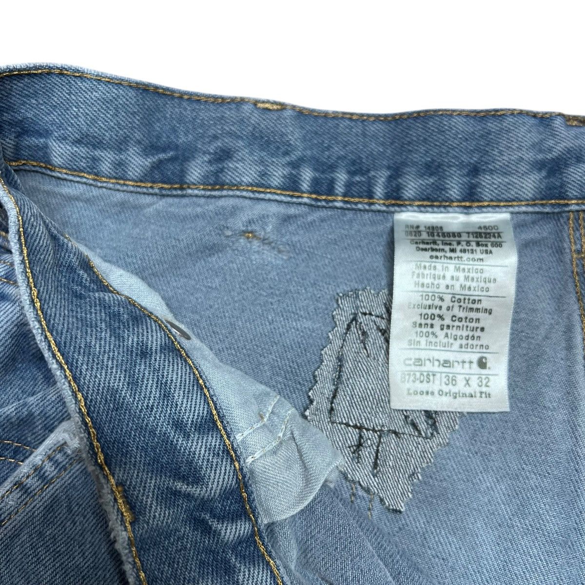 Carhartt 2000s Carhartt Denim Double Knee Carpenter Dungaree Pants Size US 35 - 5 Thumbnail