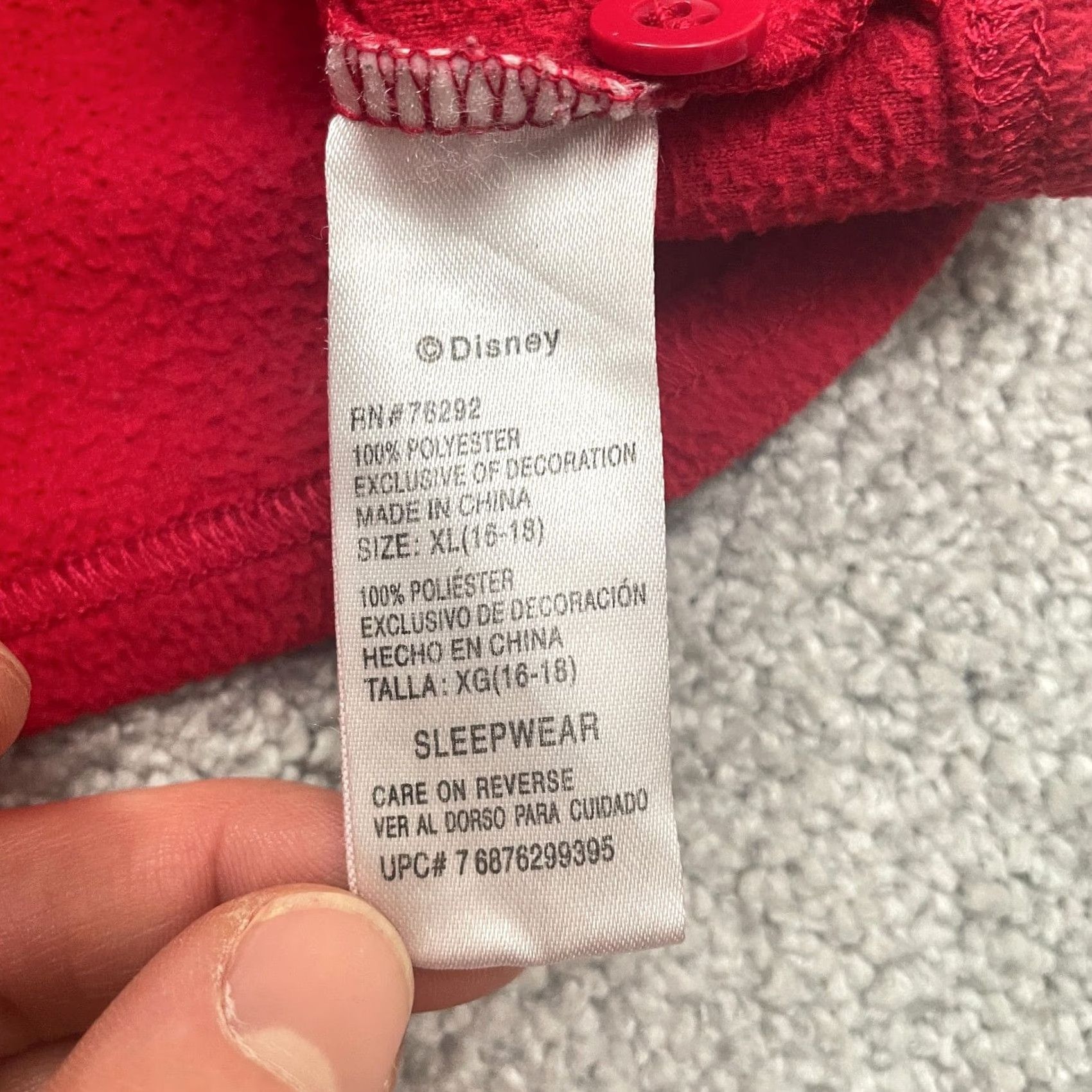 Disney Disney Mickey Mouse Sleepwear Shirt Womens XL Red Henley Long Sleeve Pajama Top Size XL / US 12-14 / IT 48-50 - 6 Thumbnail