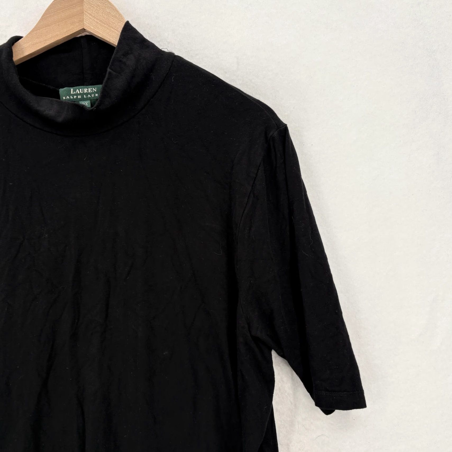 Ralph Lauren Lauren Ralph Lauren Shirt Womens 3X Black Mock Neck Short Sleeve Stretch Top Size XXL / US 16-18 / IT 52-54 - 2 Thumbnail
