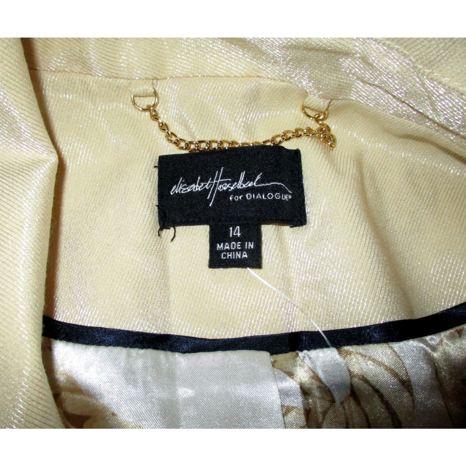 Vintage ELIZABETH HASSELBECK Creme Jacket Snap Button Size 14 NWOT Size XL / US 12-14 / IT 48-50 - 6 Thumbnail