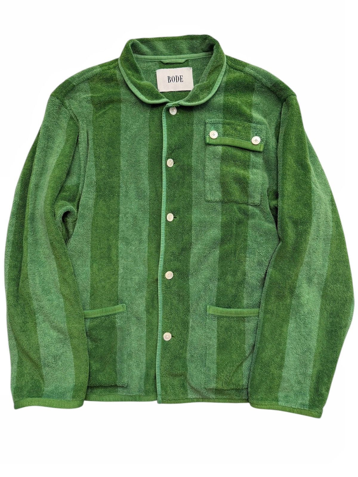 Terry Chenille Towel Chore Jacket Green