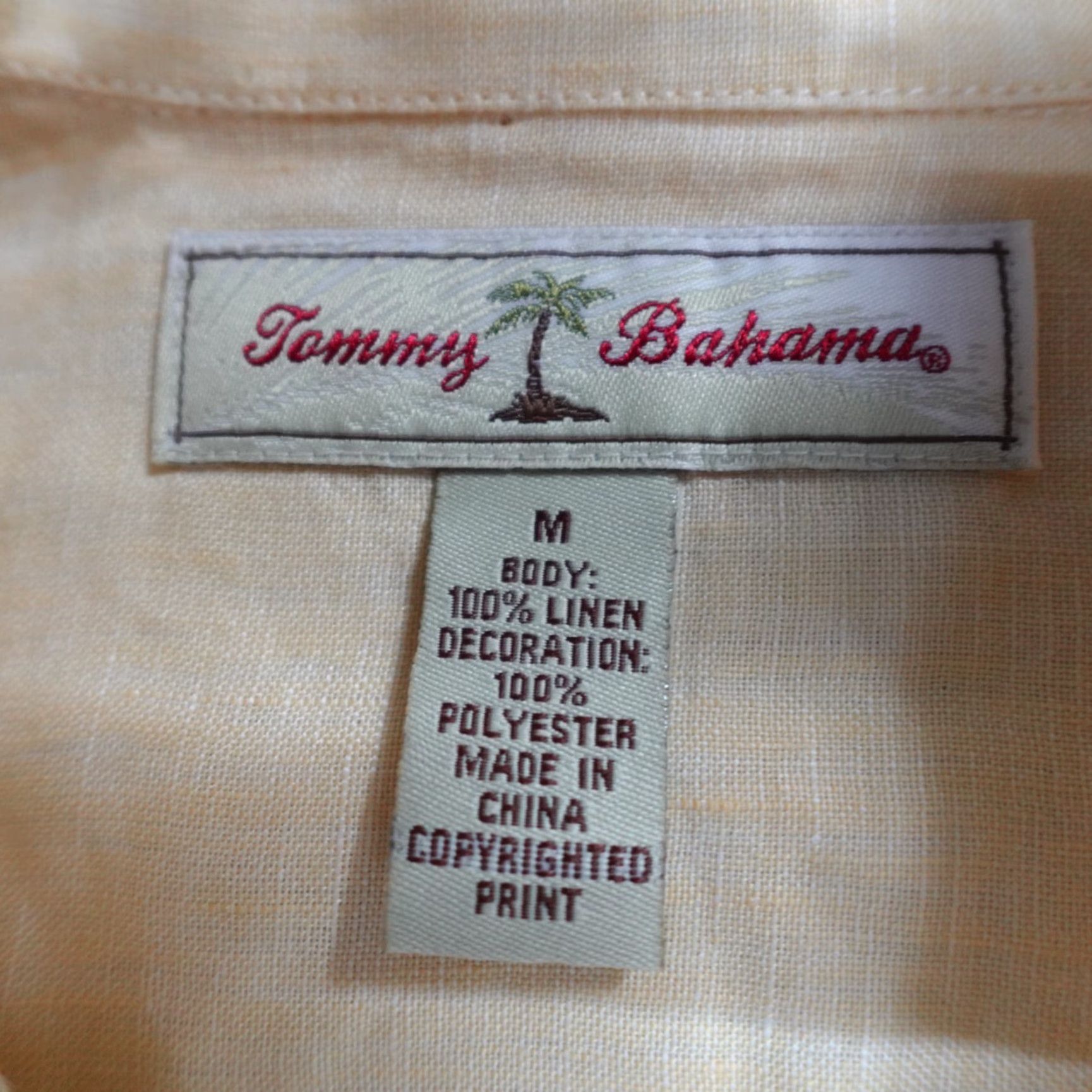 Tommy Bahama Tommy Bahama Shirt Medium Yellow Embroidered Linen Cuban Wedding Shirt Mens Short Sleeve Button-Up Size US M / EU 48-50 / 2 - 2 Thumbnail