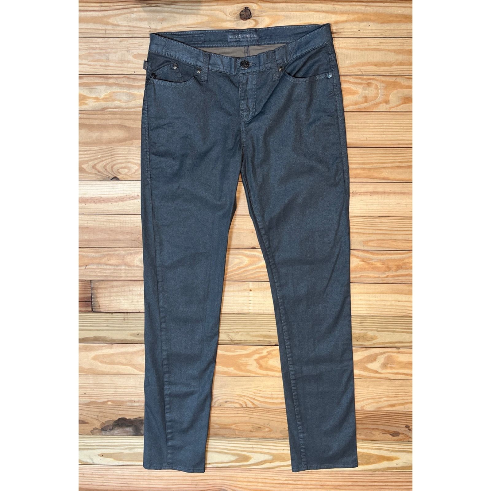 Rock & Republic Rock & Republic Berlin Metallic Skinny Jeans Womens 12 32x31 Size 34" / US 12 / IT 48 - 1 Thumbnail