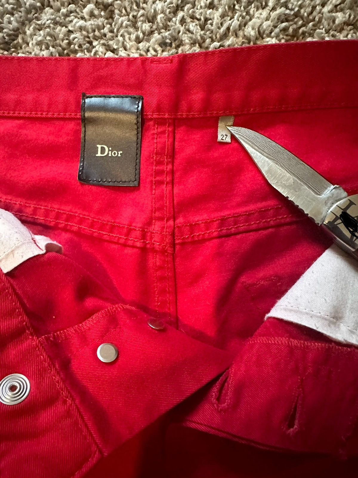 Dior × Hedi Slimane Dior Homme SS05 Red denim Size US 27 - 3 Thumbnail