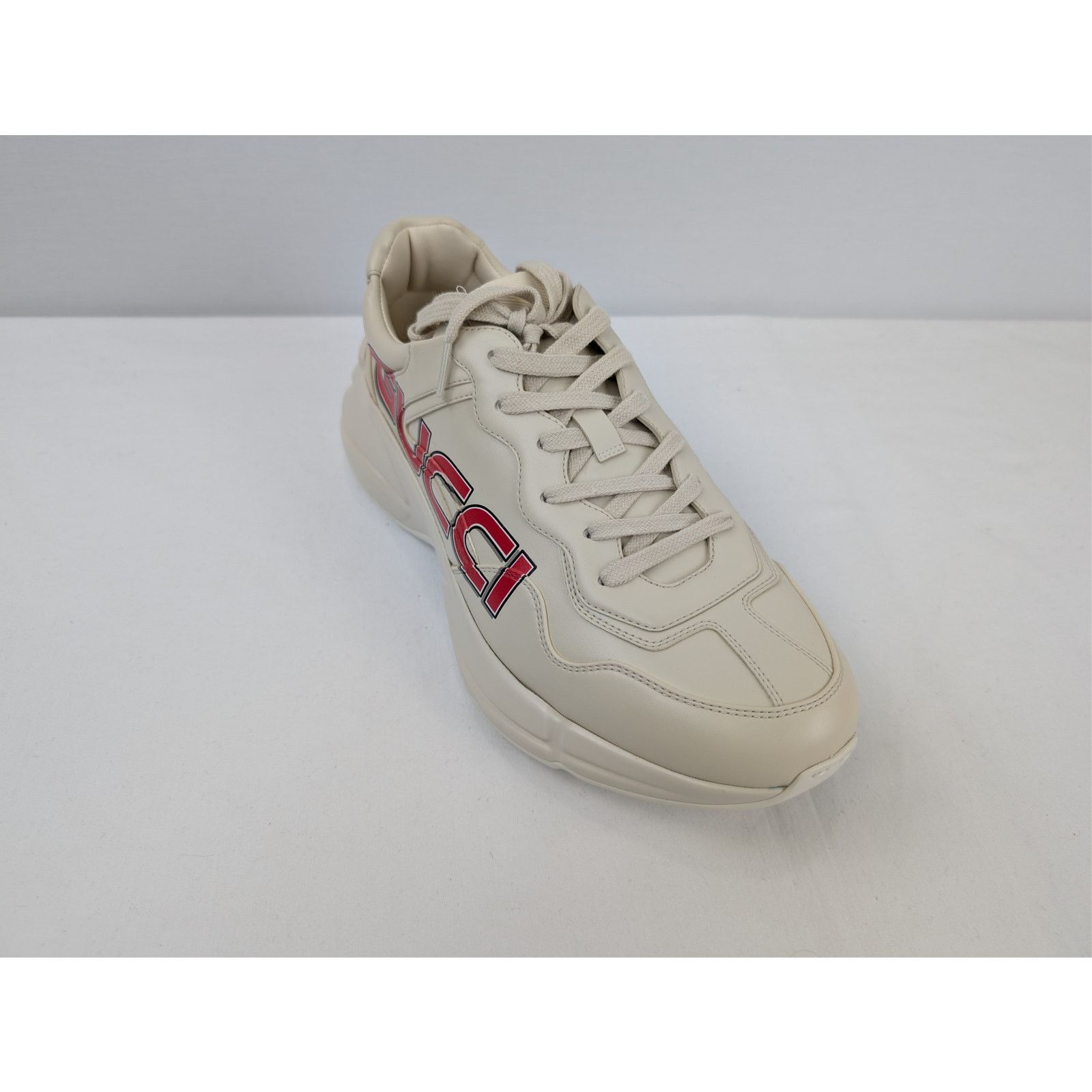 Gucci o1rshd1 Gucci logo print Rhyton leather sneakers in ivory Size US 10.5 / EU 43-44 - 3 Thumbnail