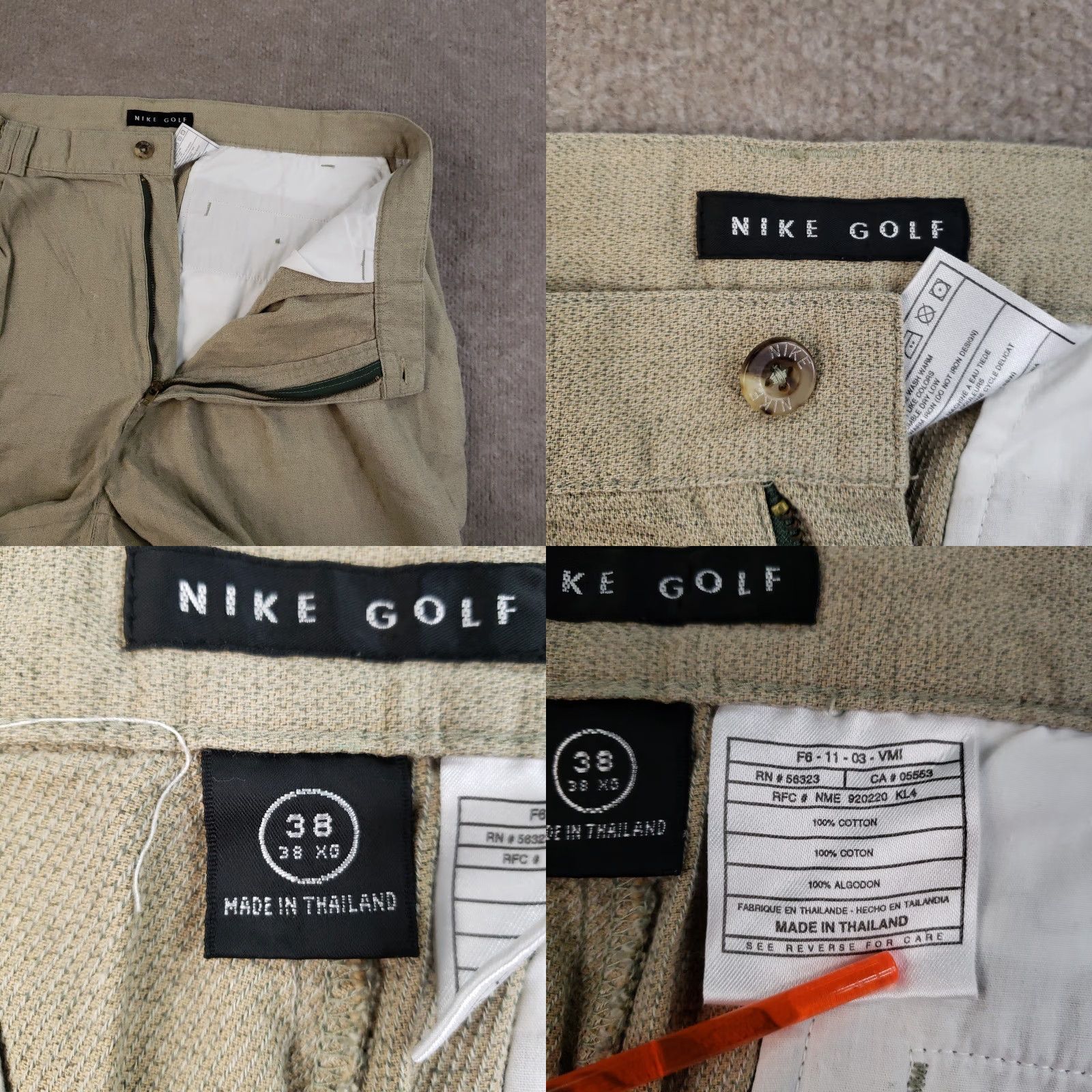 Nike VINTAGE Nike Golf Shorts Mens 35 (38 actual) Beige Flat Front Pleated Casual Y2K Size US 35 - 8 Thumbnail