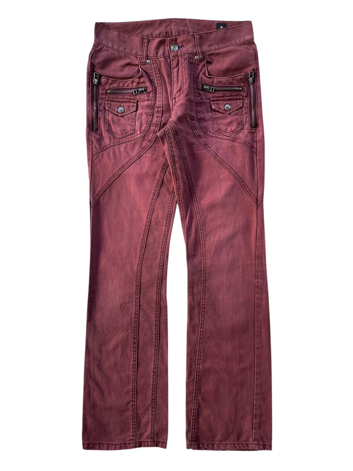 semanticdesign Vintage Semanticdesign - Maroon Twisted Flare Jeans Size US 31 - 1 Thumbnail