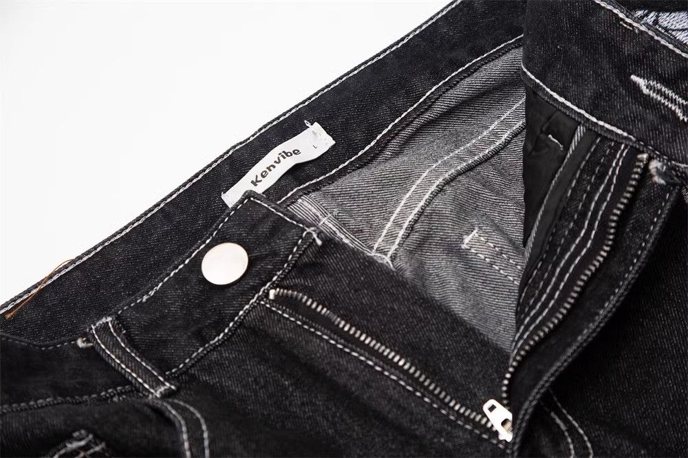 Japanese Brand × Jean Skeleton embroidery loose wide-leg trendy casual jeans Size US 33 - 6 Thumbnail