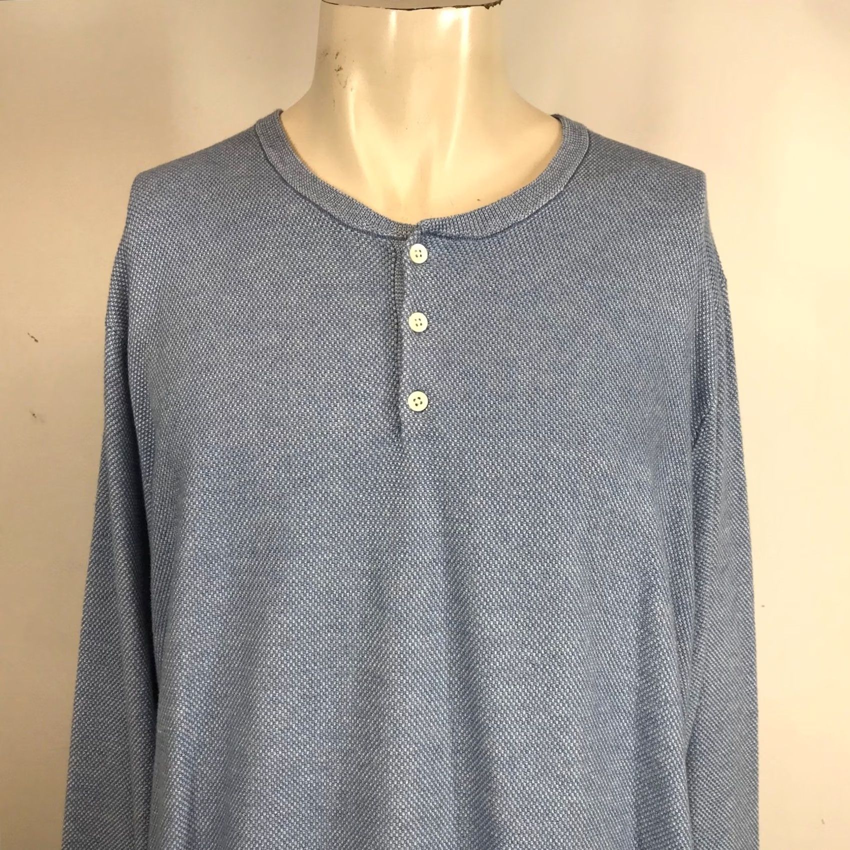 Bonobos BONOBOS Mens Blue Textured Long Sleeve Henley Shirt XXL Size US XXL / EU 58 / 5 - 2 Thumbnail