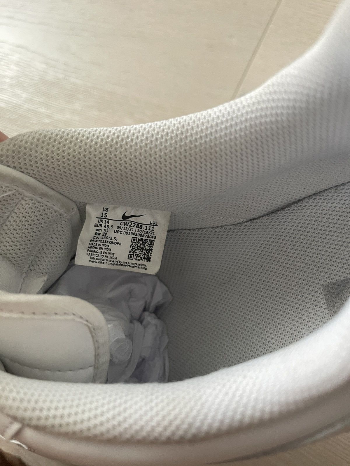 Nike Size 15 Nike AF 1 White Low - Used Size US 15 / EU 48 - 6 Thumbnail