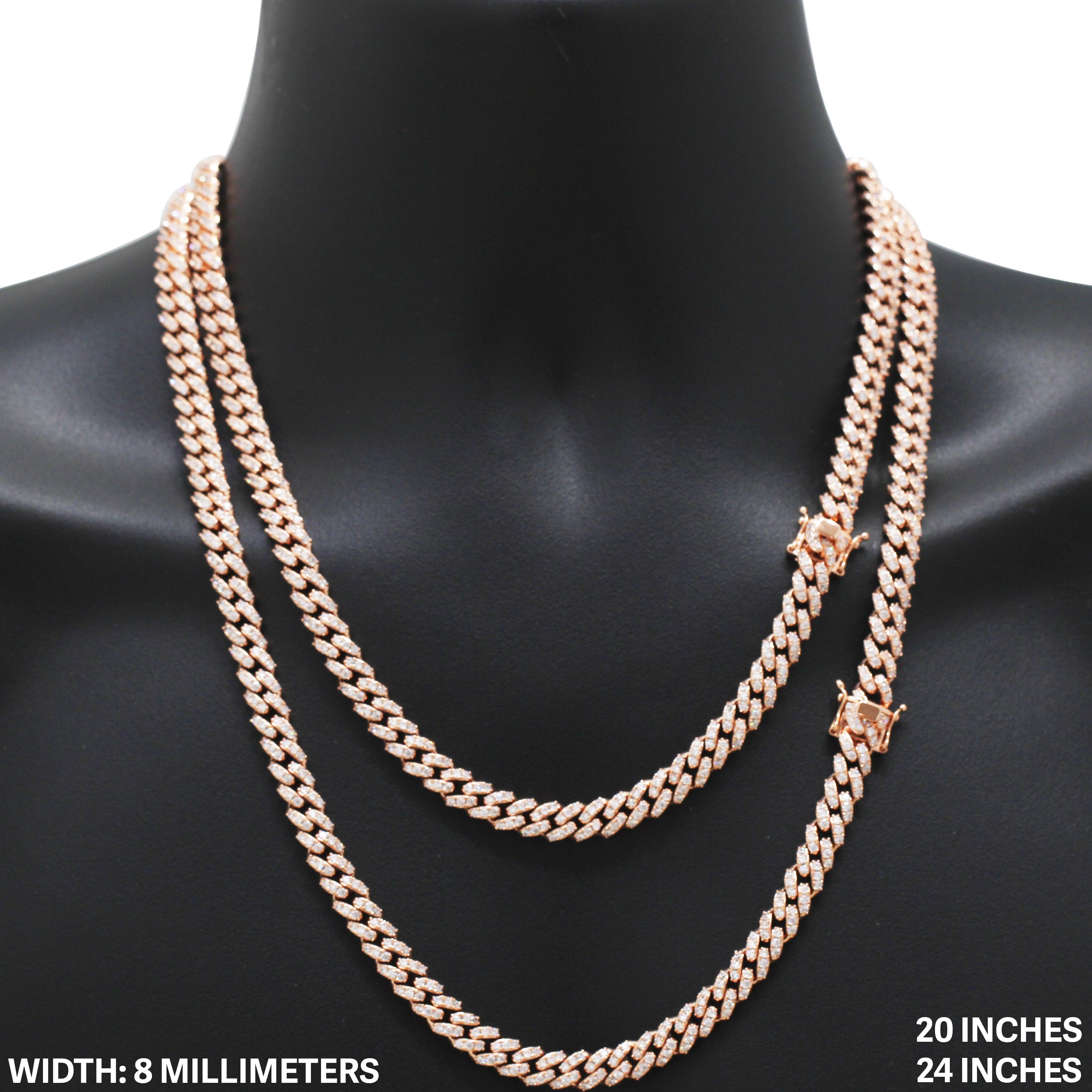 Other 14k Rose Gold Plated AAA CZ 8mm Cuban Chain Necklace 24” Size ONE SIZE - 1 Thumbnail