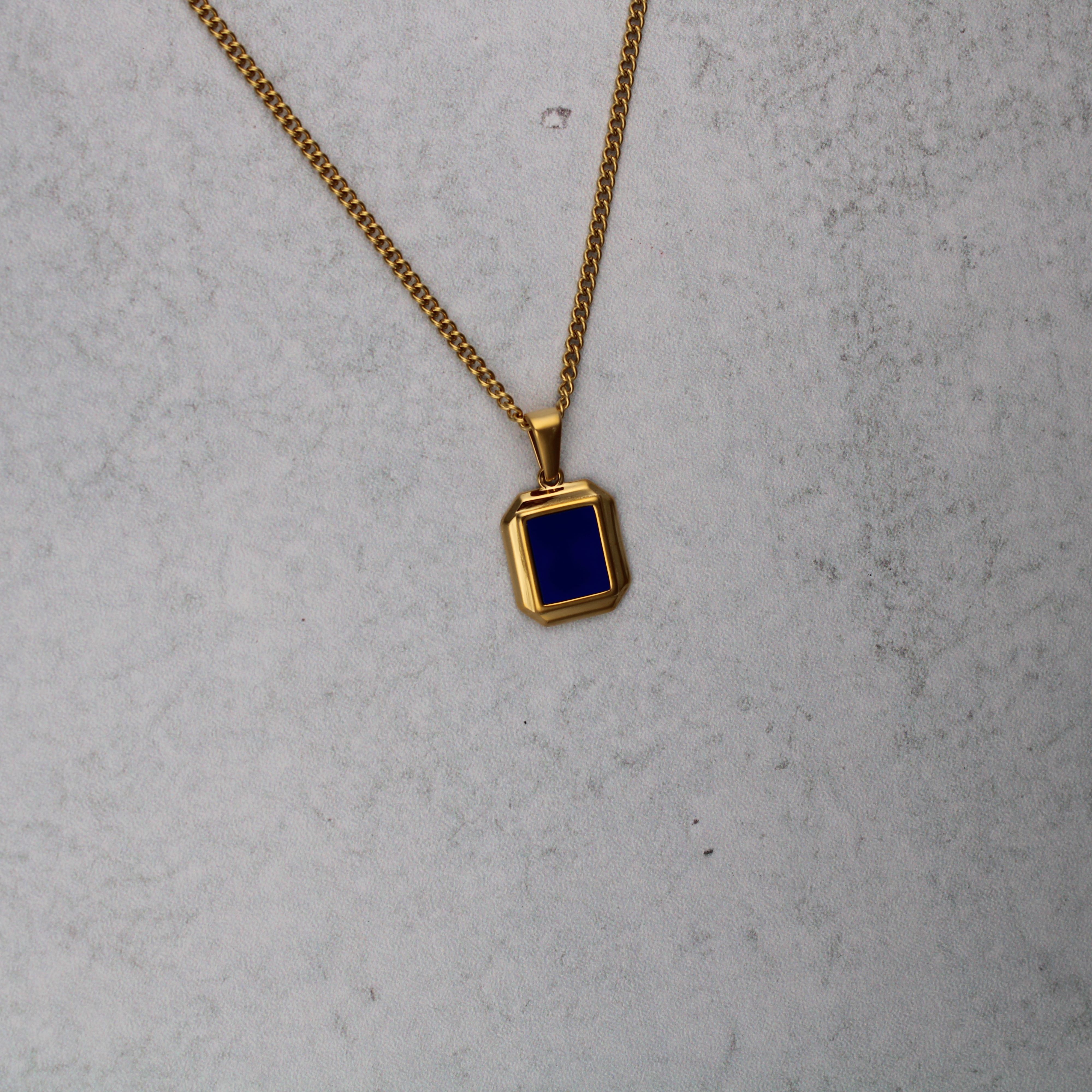 Jewelry 18K Gold Mini Blue Enamel Pendant Necklace Size ONE SIZE - 3 Thumbnail