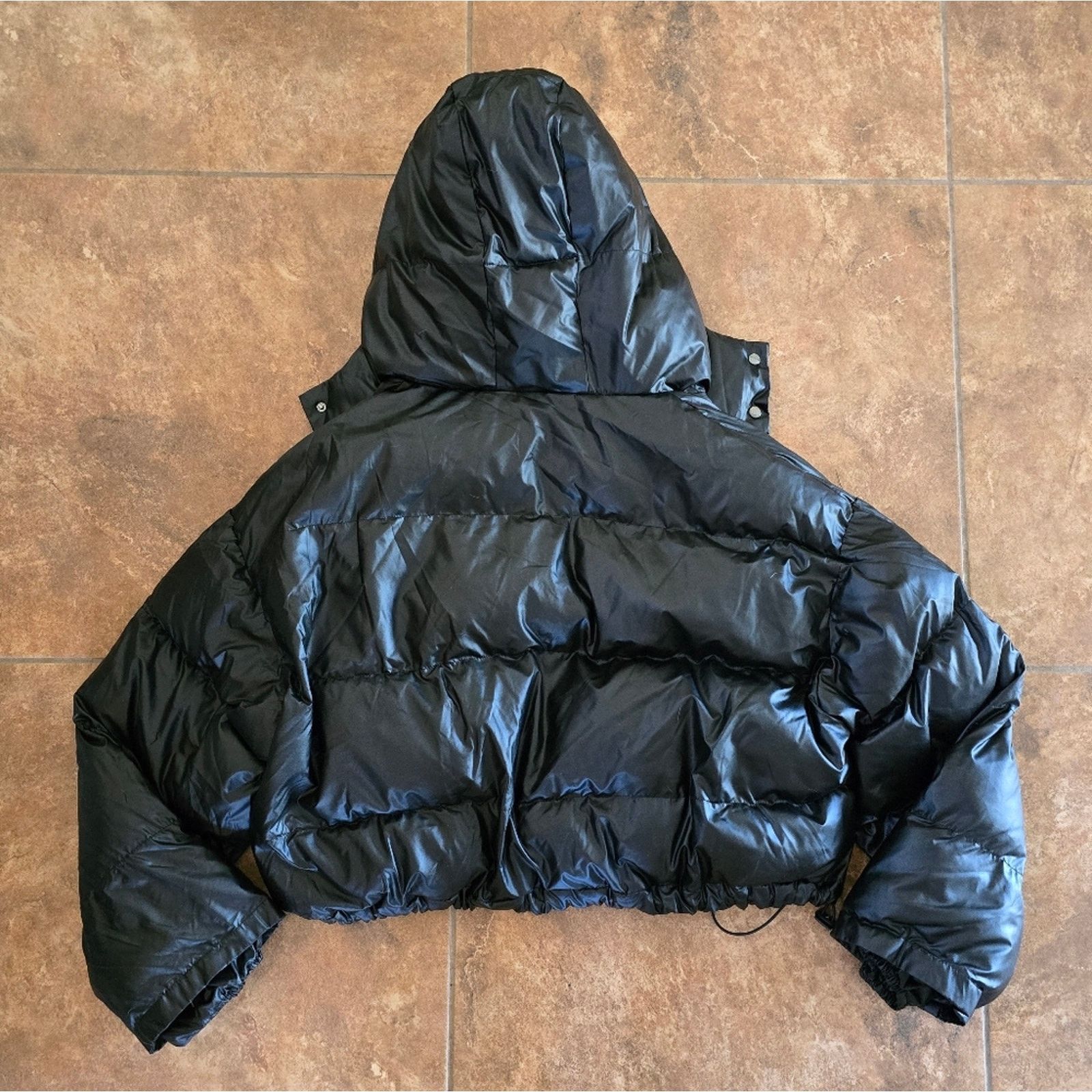 Shein Black | SHEIN | Cinched Puffer Zip Up Size L / US 10 / IT 46 - 4 Thumbnail