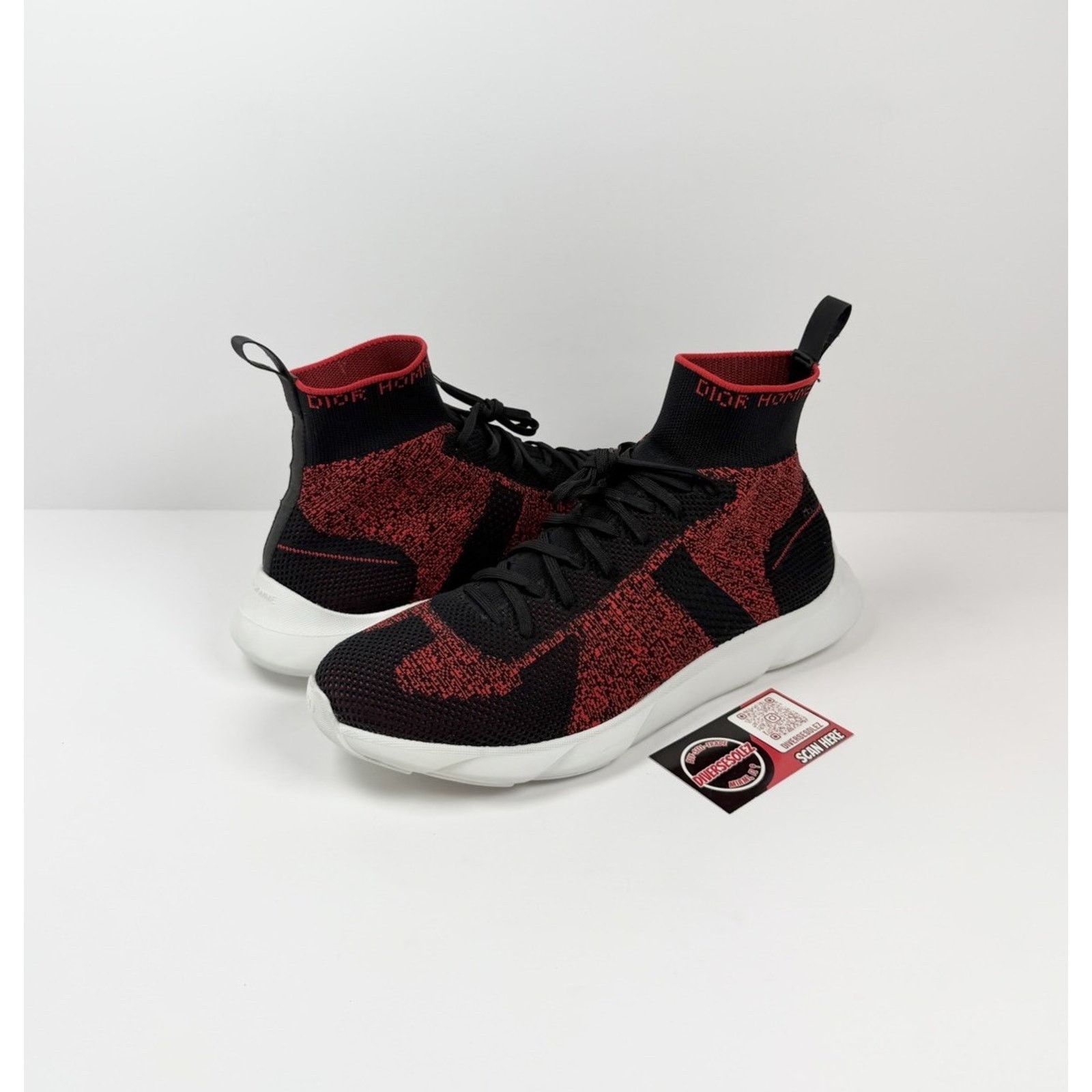 Dior Size 45EU/12US - Dior B21 Red Sock High Top Sneakers Size US 12 / EU 45 - 1 Thumbnail