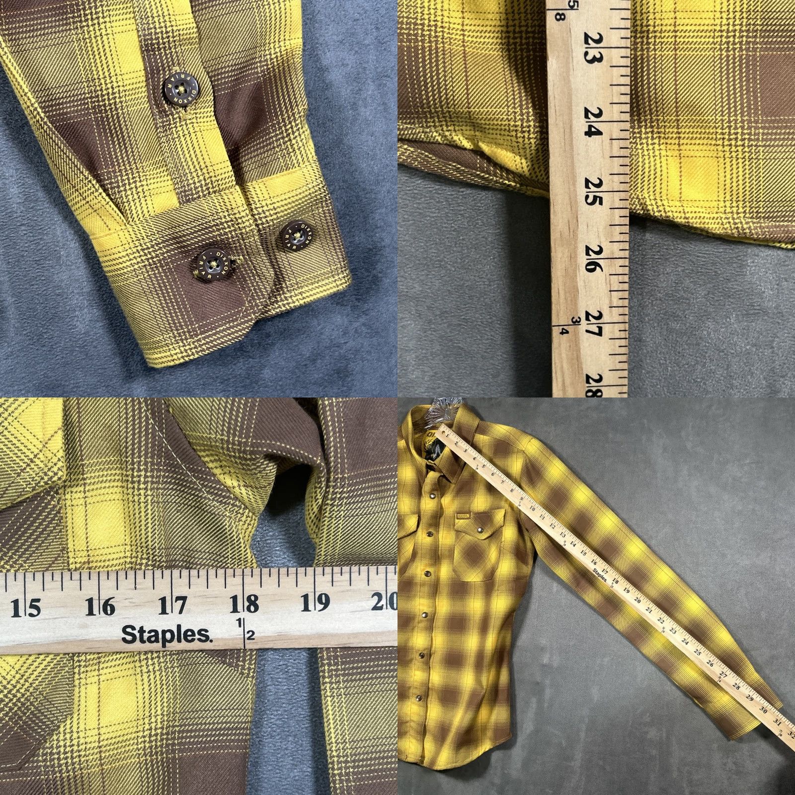 CO Dixxon Shirt Womens M Plaid Flannel Long Sleeve Button-Up Snow Pearl Snap Yellow Brown Multicolor Size M / US 6-8 / IT 42-44 - 8 Thumbnail