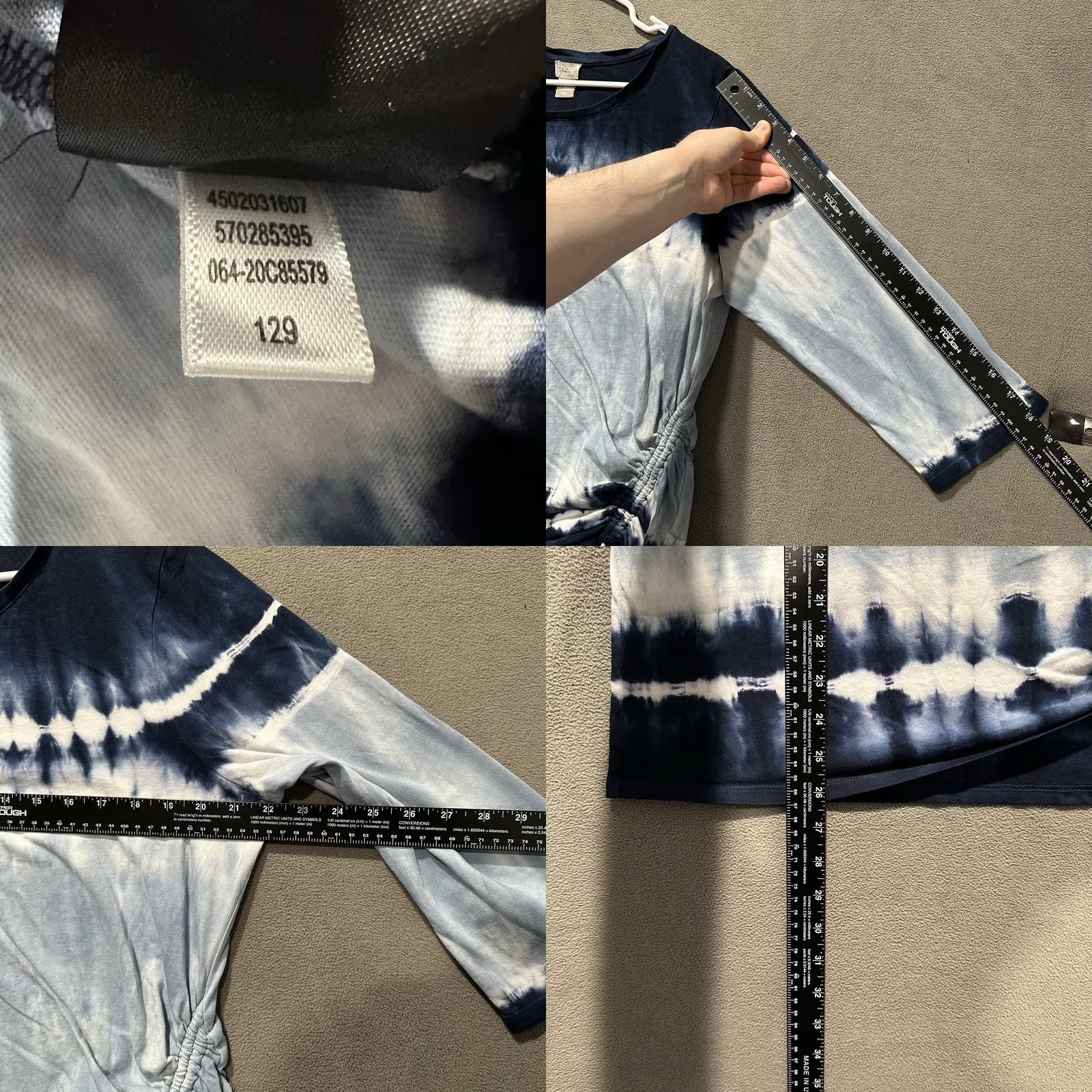 Vintage Chico's Tunic Shirt Womens 12/14 Tie Dye Blue White Drawstring Cinch Waist 3/4 Sleeve Size XL / US 12-14 / IT 48-50 - 8 Thumbnail