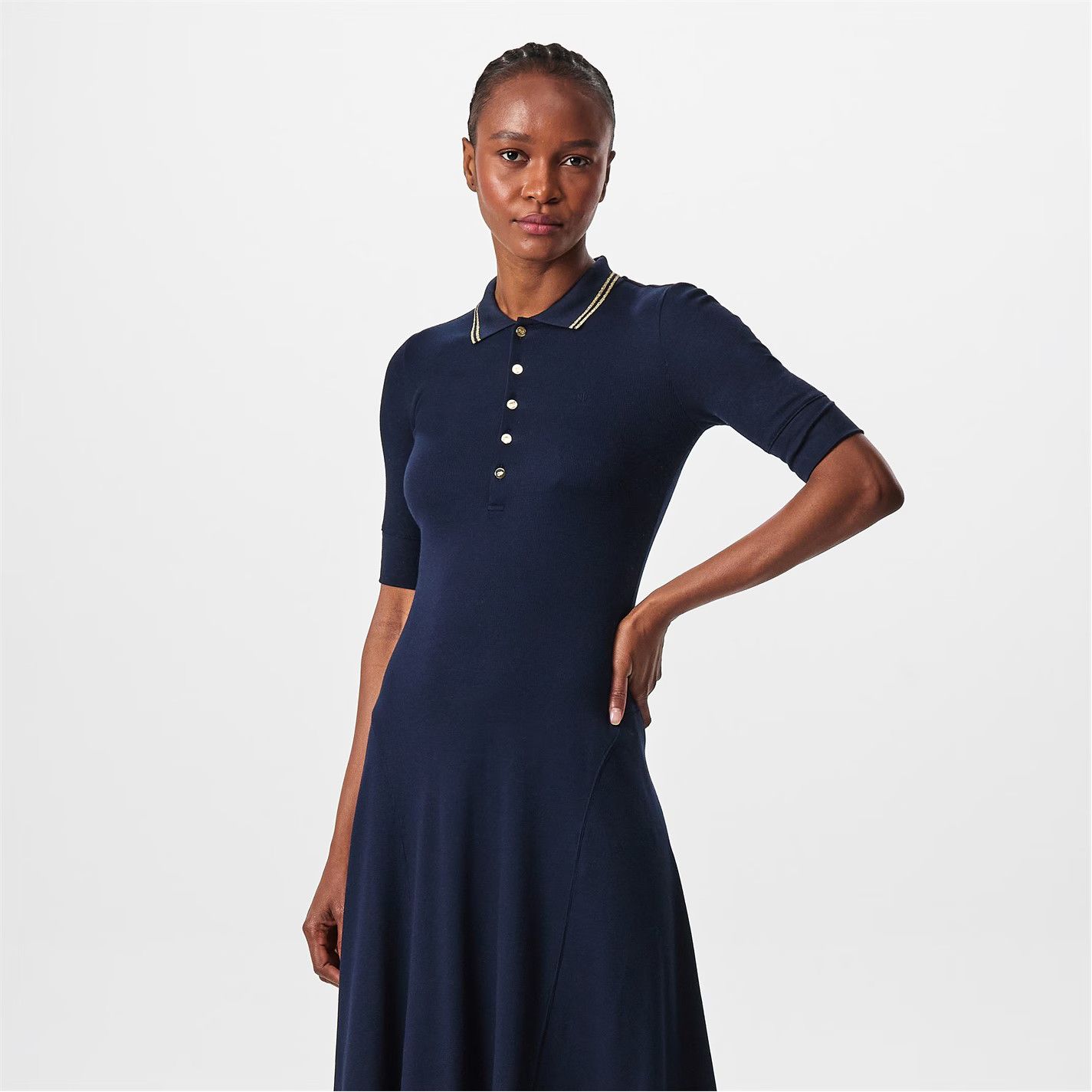 Lauren Ralph Lauren o1g2r1mq0825 Cotton-Blend Polo Dress in Navy Size XS / US 0-2 / IT 36-38 - 2 Thumbnail