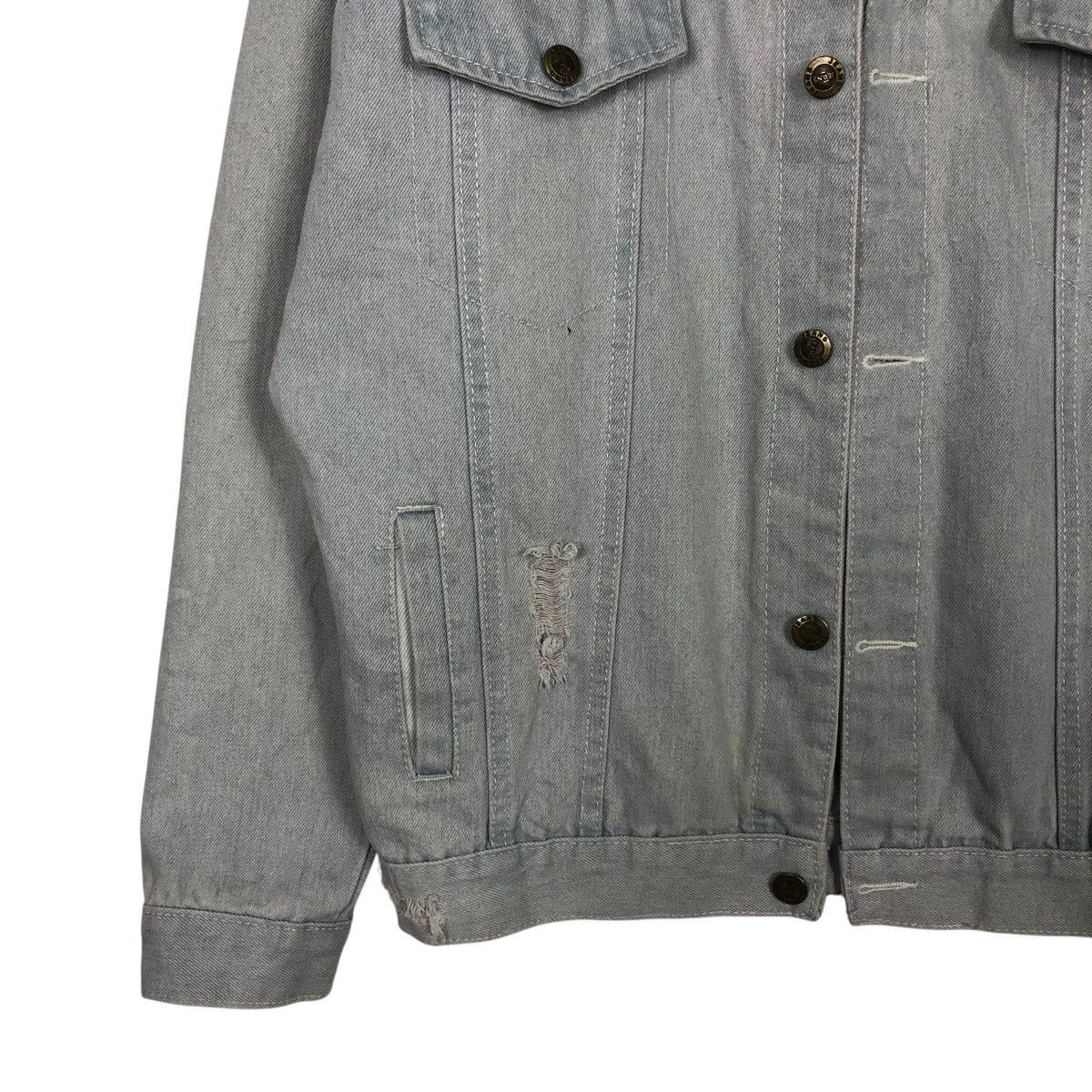 Japanese Brand 🔥VINTAGE DENIM JACKET BIKER UNBRANDED BIG LOGO BACK HIT Size US M / EU 48-50 / 2 - 6 Thumbnail