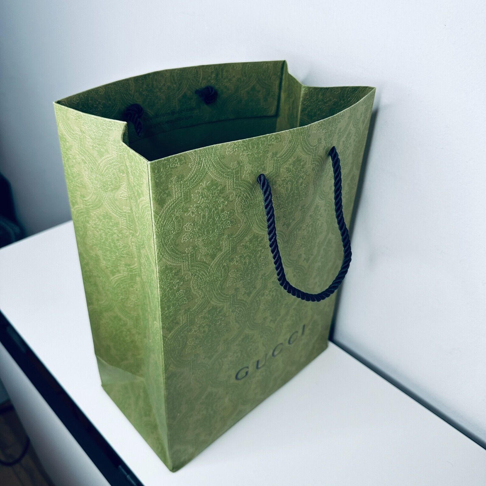 Gucci Gucci Embossed Green Black Gucci Logo Gift Bag Rope Handle Size ONE SIZE - 11 Thumbnail