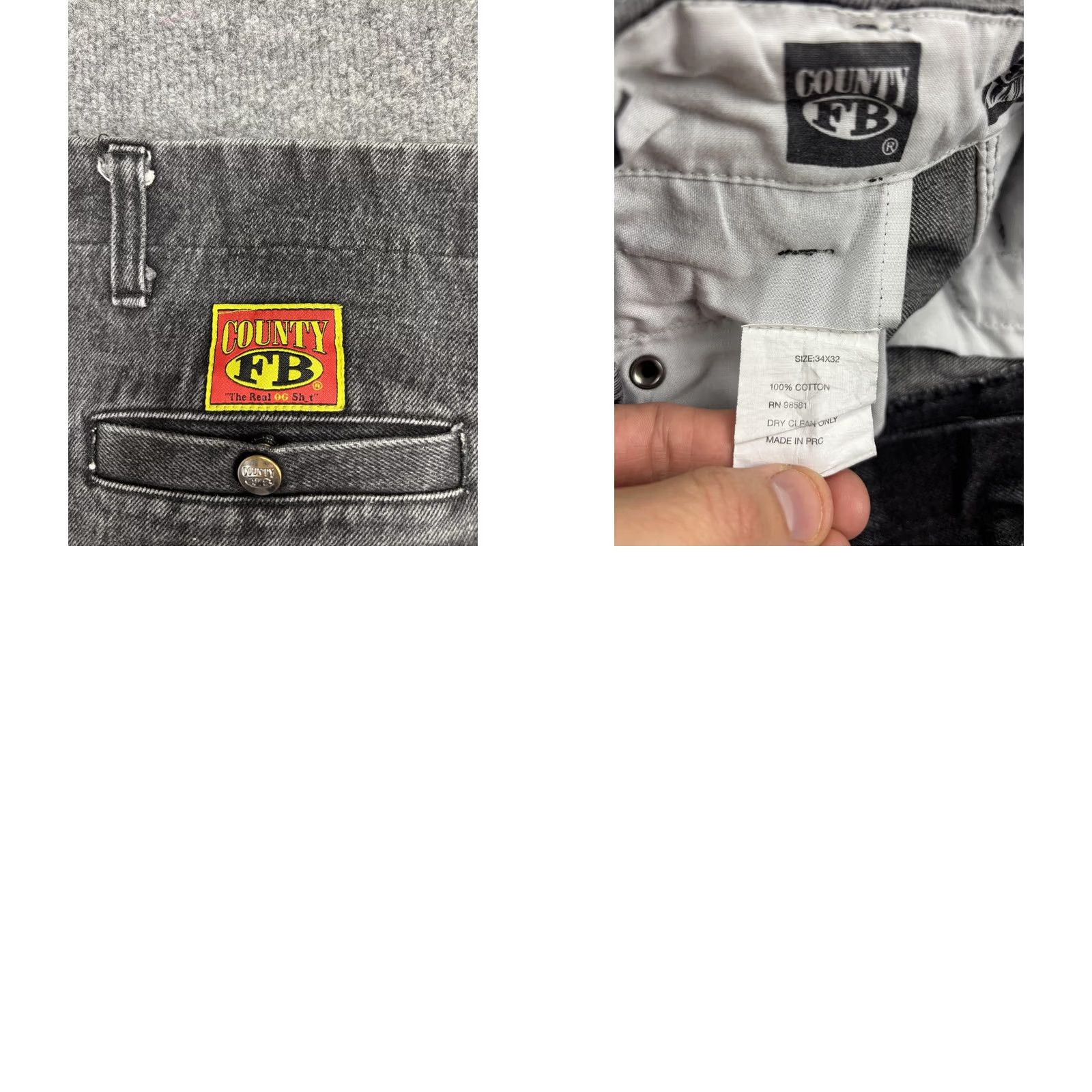 Vintage VINTAGE County FB Jeans Mens 34x32 Charcoal Distressed Straight Shirt Pants Accessories Logo Pocketwear Size US 34 / EU 50 - 8 Thumbnail