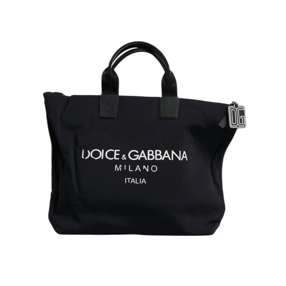 Dolce & Gabbana Dolce & Gabbana Black Canvas DG Logo Women Shopping Hand Tot Size ONE SIZE - 2 Thumbnail