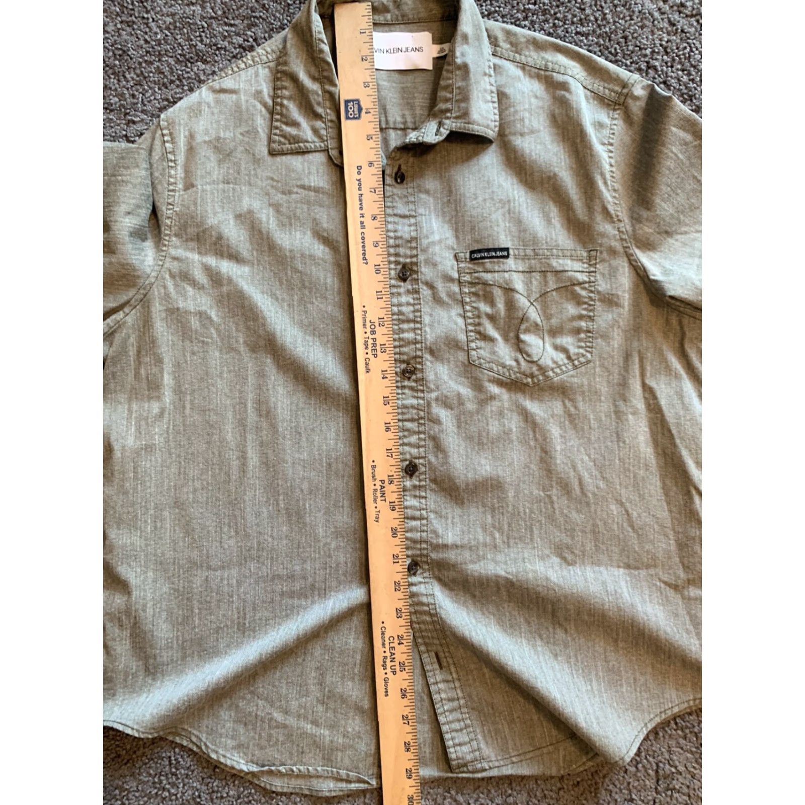 Calvin Klein Calvin Klein Button-Up Shirt Mens L Gray Casual Camp Short Sleeve Button-Down Collar Knit Cotton Regular Fit Vintage No Size US L / EU 52-54 / 3 - 5 Thumbnail