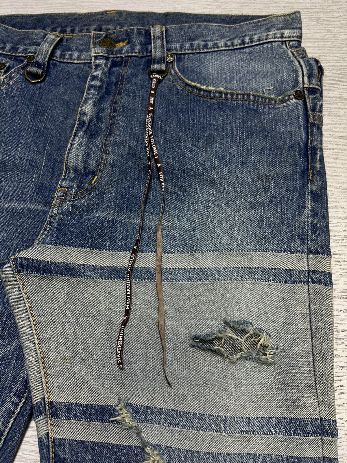Mastermind World Mastermind World - Double Waist Crash Skinny Denim Jeans Size US 30 / EU 46 - 5 Thumbnail