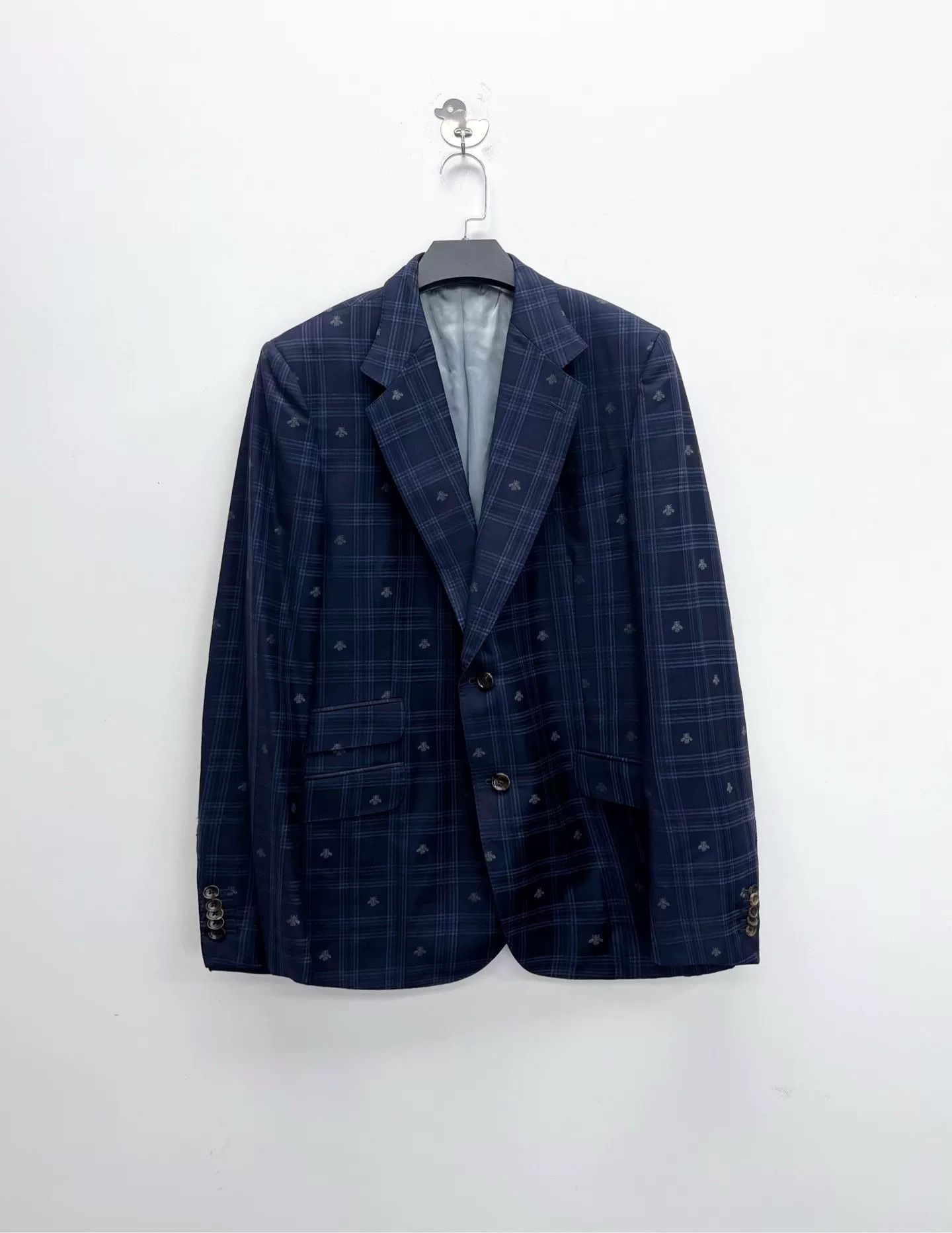 Gucci Gucci Checkered Bee Print Wool Blazer Size US XL / EU 56 / 4 - 1 Thumbnail