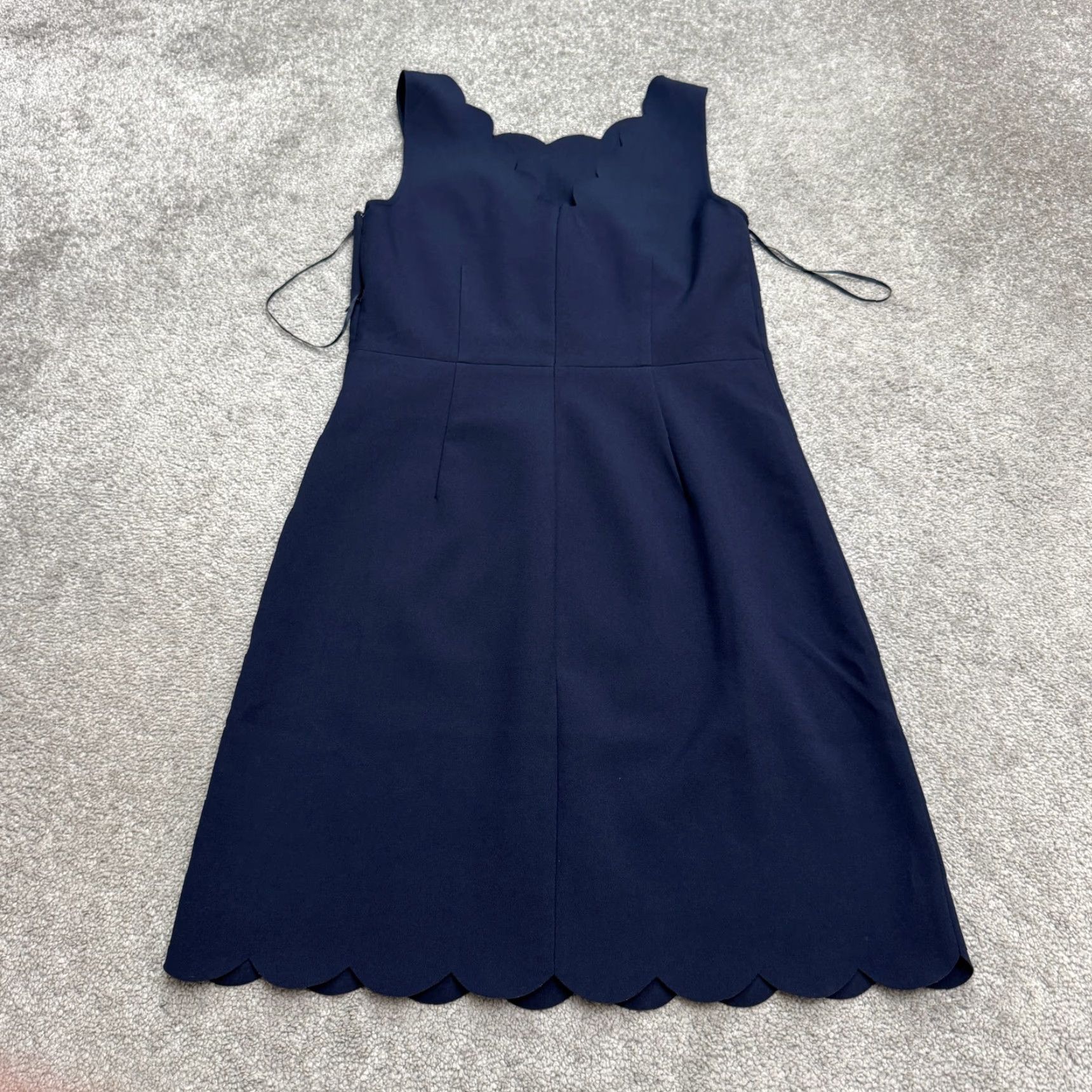 J.Crew J.Crew Scalloped Hem Midi Sheath Dress Womens 4 Navy Blue Sleeveless Stretch Size S / US 4 / IT 40 - 2 Thumbnail