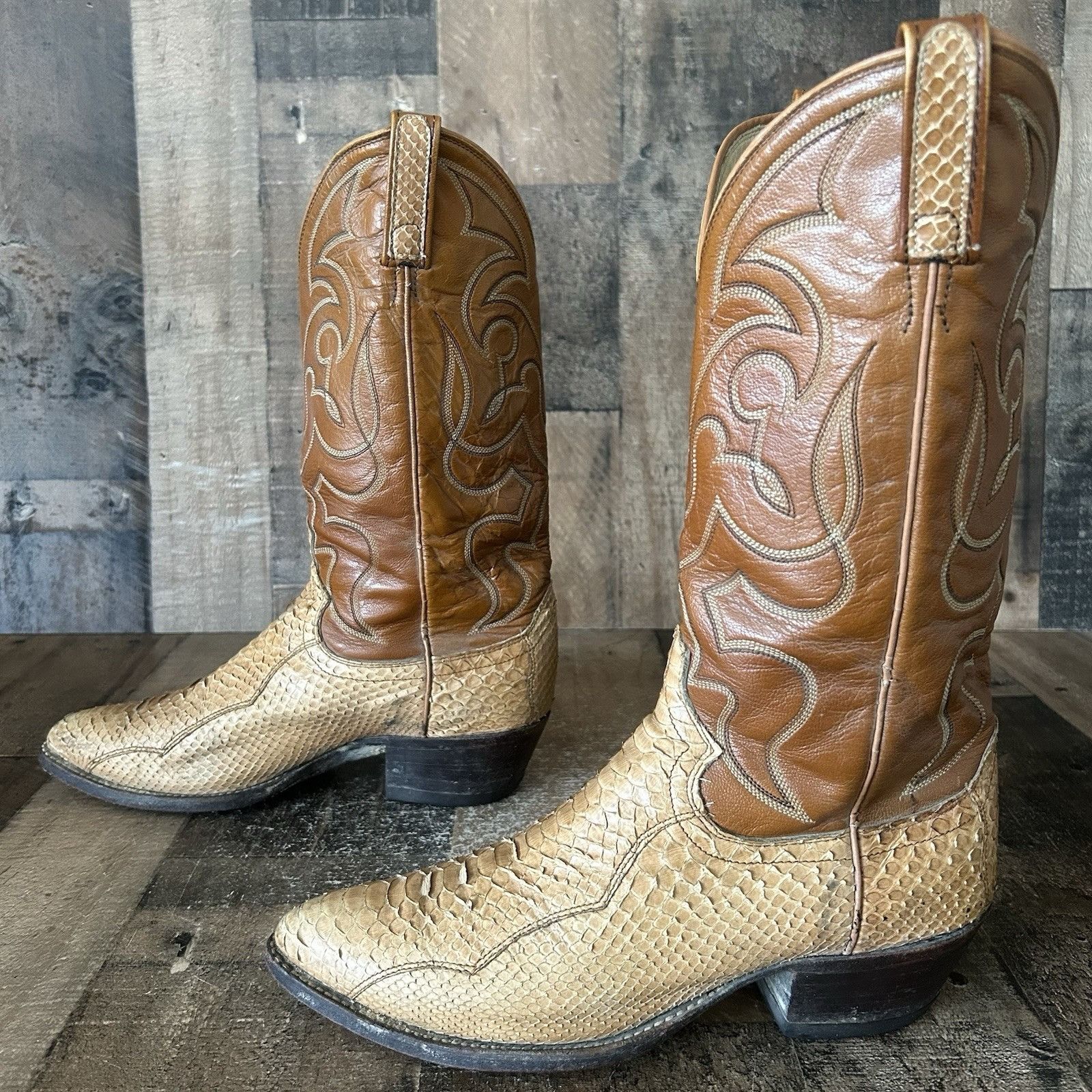 Dan Post Dan Post Vintage Snakeskin Western Cowboy Boots Mens 7.5 D Size US 7.5 / EU 40-41 - 11 Thumbnail
