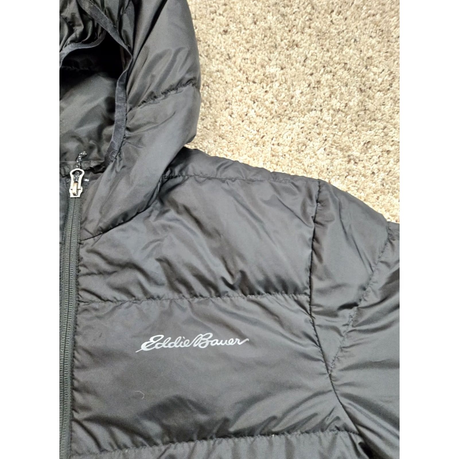 Eddie Bauer Eddie Bauer Jacket Mens Large Black Hooded Down Full Zip Pockets Regular Windproof Puffy Coat Size US L / EU 52-54 / 3 - 6 Thumbnail
