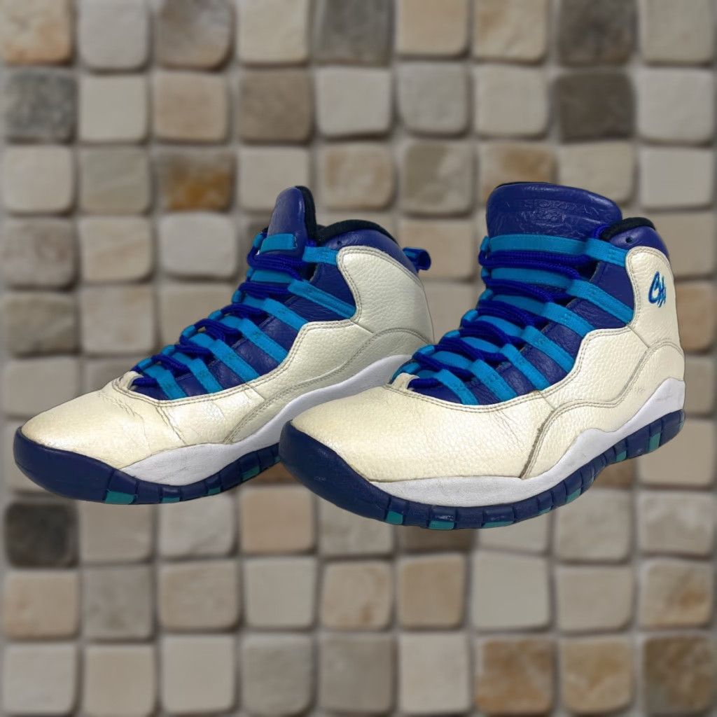 Jordan Brand Nike Air Jordan 10 Retro Charlotte Hornets 2016 Sz 9 Mens Shoe Basketball Sneaker 310805-107 White Retro 2016 Size US 8 / EU 41 - 1 Thumbnail