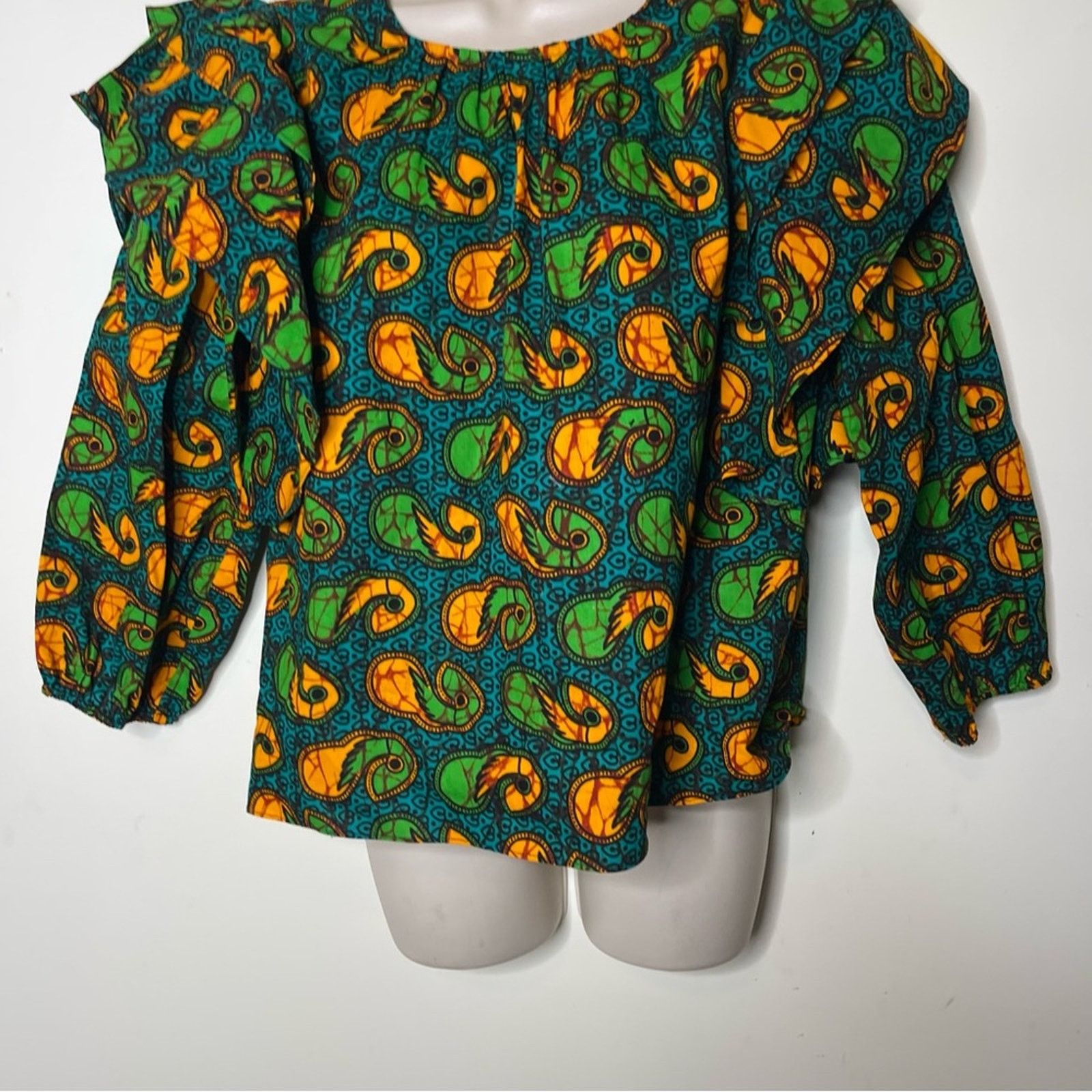 Other Royal Native green yellow 100% cotton ruffle puff sleeves S Size S / US 4 / IT 40 - 5 Thumbnail