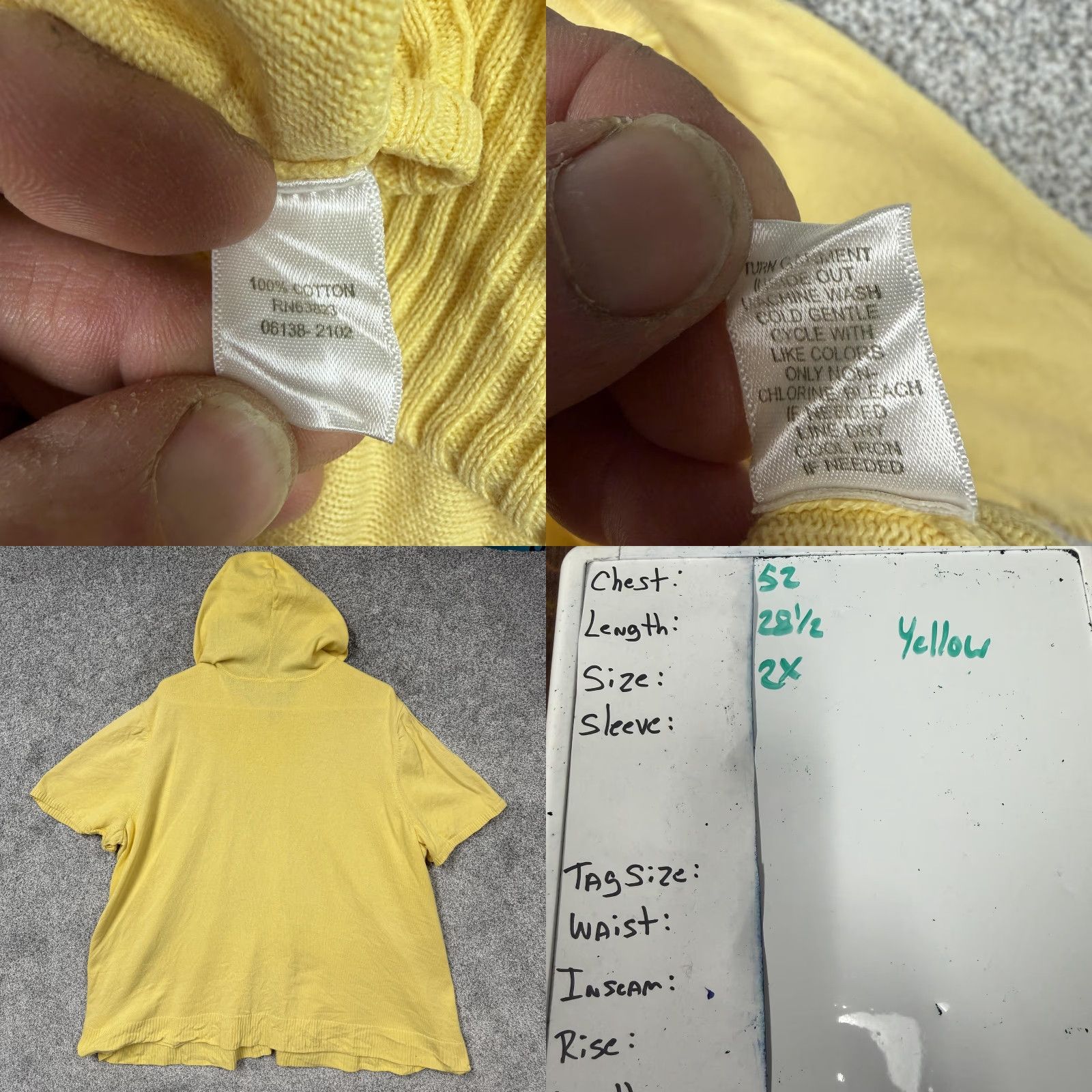 Vintage CJ Banks Cardigan Sweater Womens 2X Plus Yellow Hooded Full Zip Cotton Pastel Size XXL / US 16-18 / IT 52-54 - 8 Thumbnail