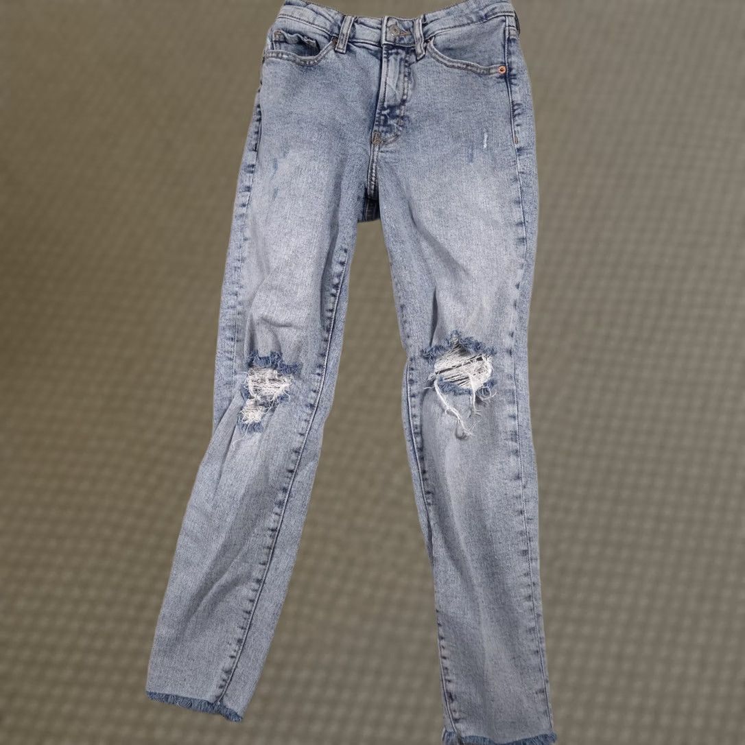 Old Navy Old Navy Jeans Womens 0 Blue High Rise OG Straight Distressed Ripped Knees Denim Size 25" / US 0 / IT 36 - 1 Thumbnail