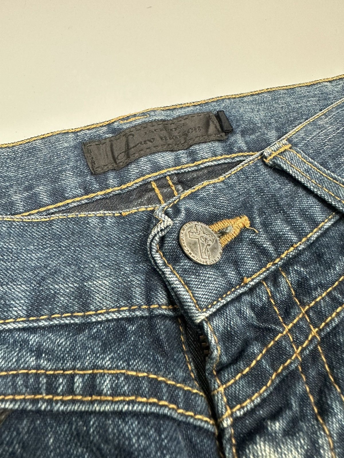 If Six Was Nine × Le Grande Bleu (L.G.B.) Vintage Jack Rose Sanko Co. Ltd Whiskered Flared Denim Size US 32 / EU 48 - 8 Thumbnail