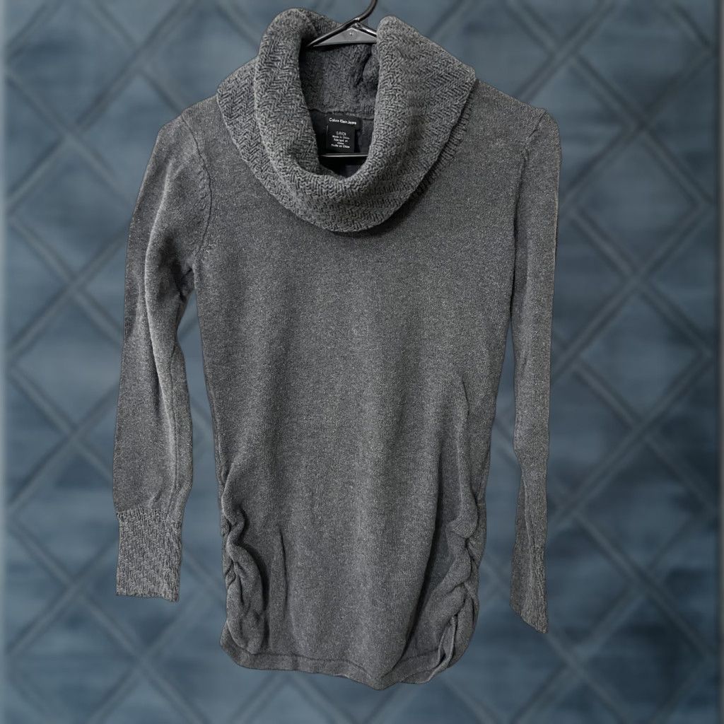Calvin Klein Calvin Klein Jeans Top Womens Small Dark Gray Turtleneck Cotton Long Sleeve Size S / US 4 / IT 40 - 1 Thumbnail
