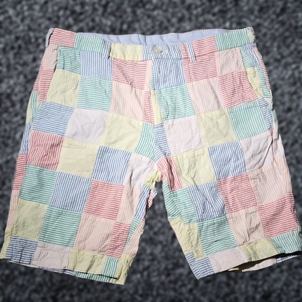 Brooks Brothers Brooks Brothers Shorts Mens 35 Multicolor Seersucker Preppy Patchwork Bermuda Pants Shorts Set? Size US 35 - 1 Thumbnail